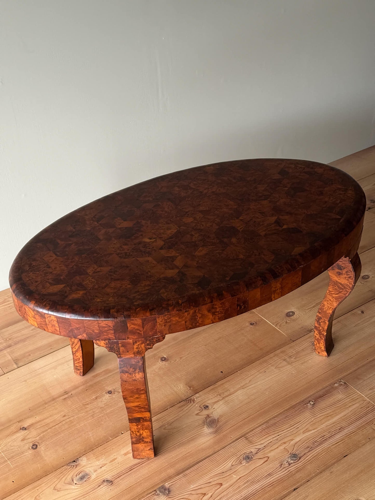 Mid-century burr walnut coffee table