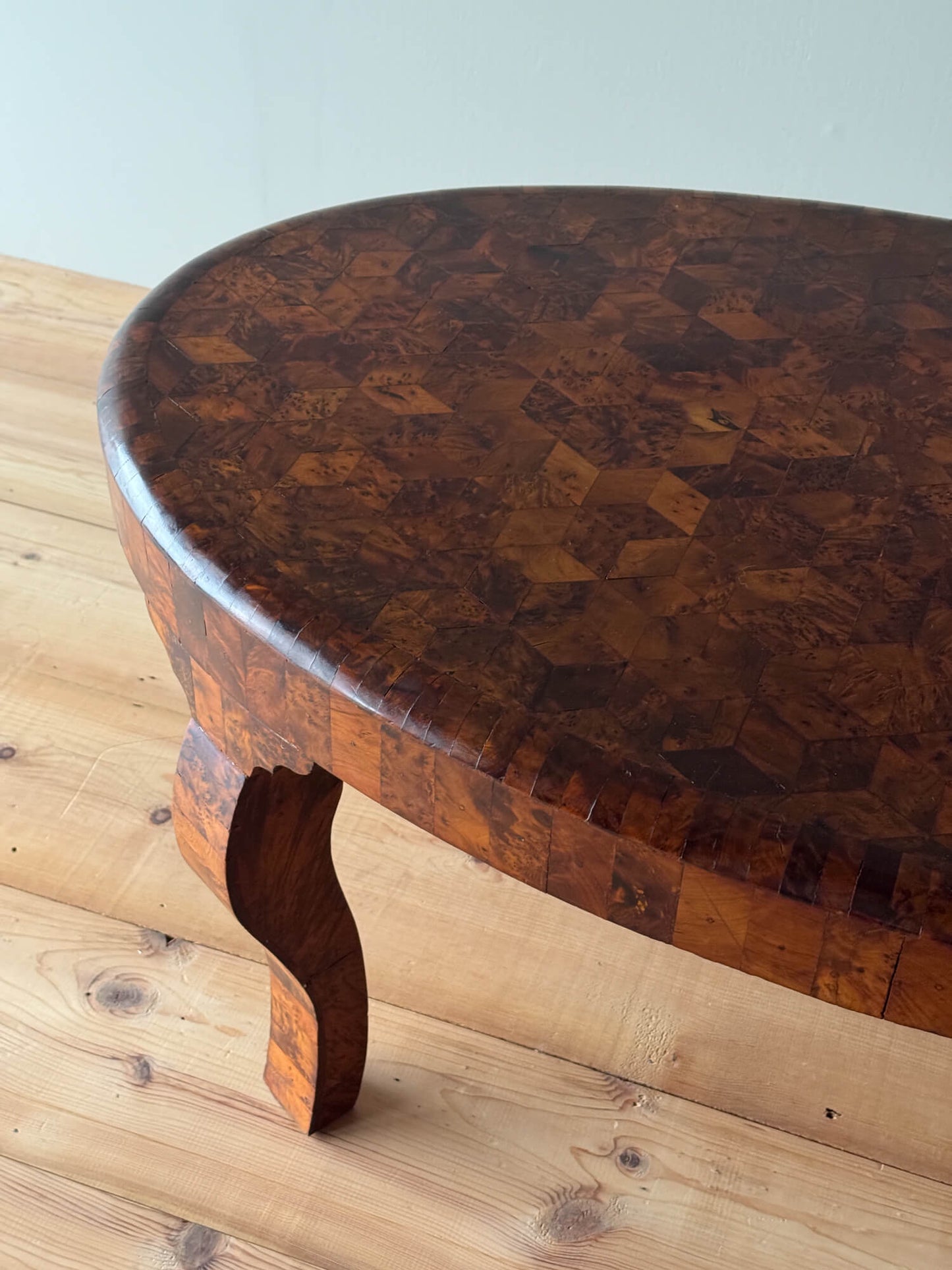 Mid-century burr walnut coffee table