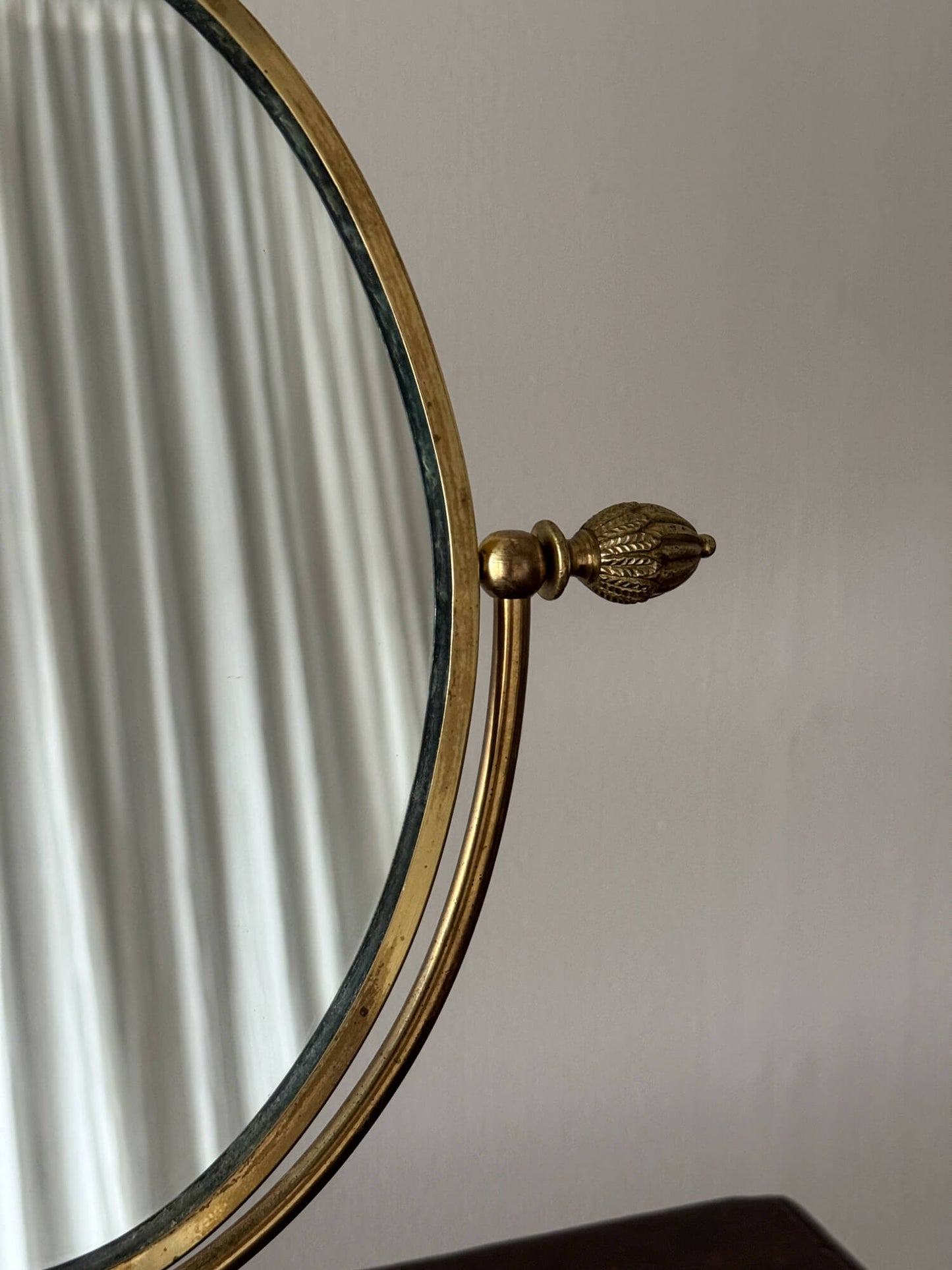 Victorian oval brass table-top mirror