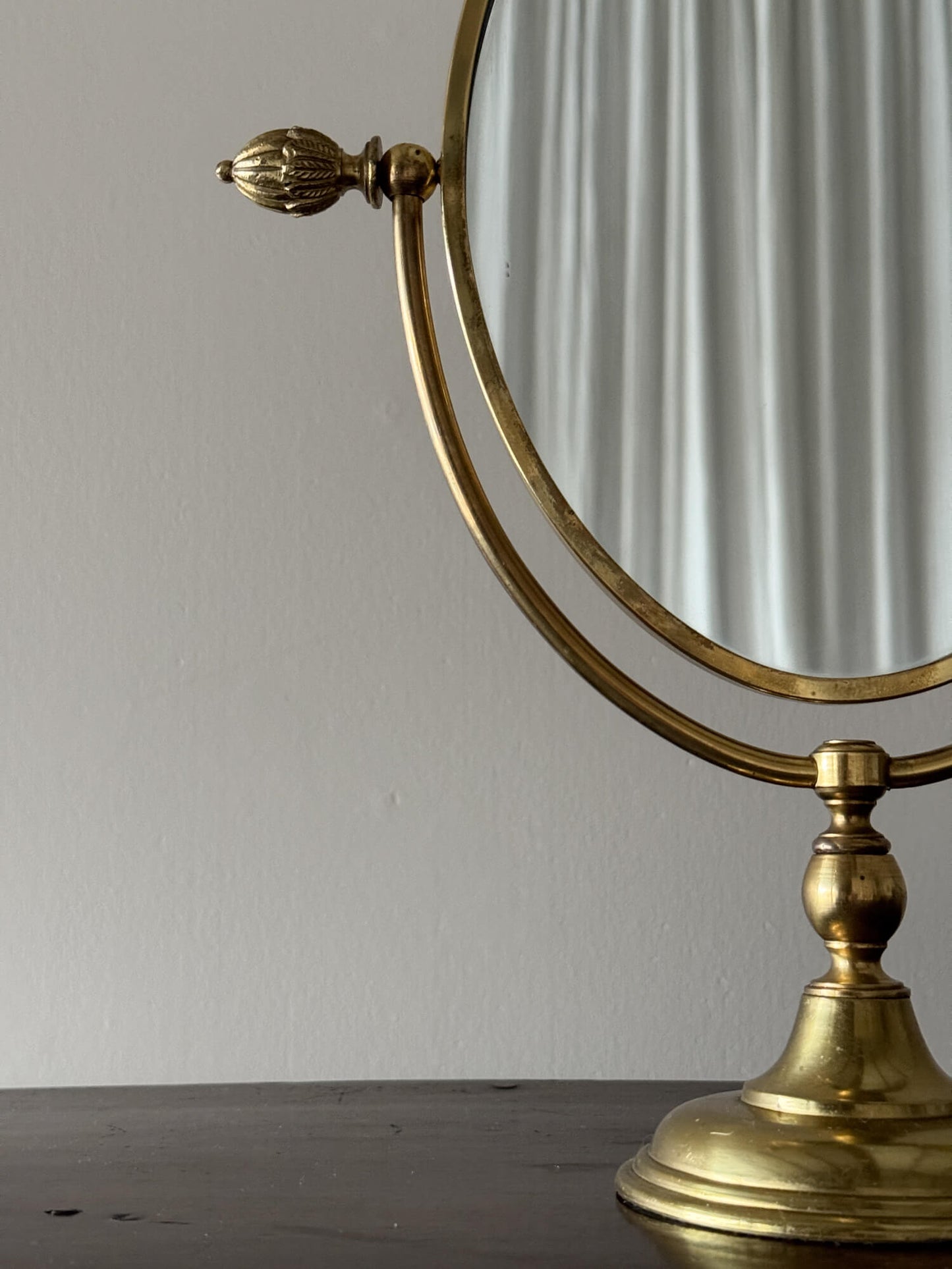 Victorian oval brass table-top mirror
