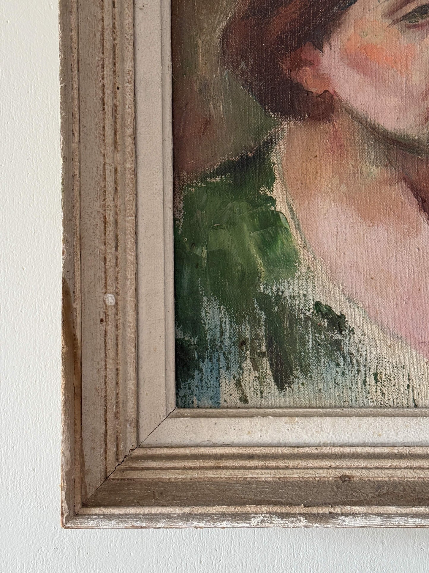 Mid-century ‘woman in green’ framed painting