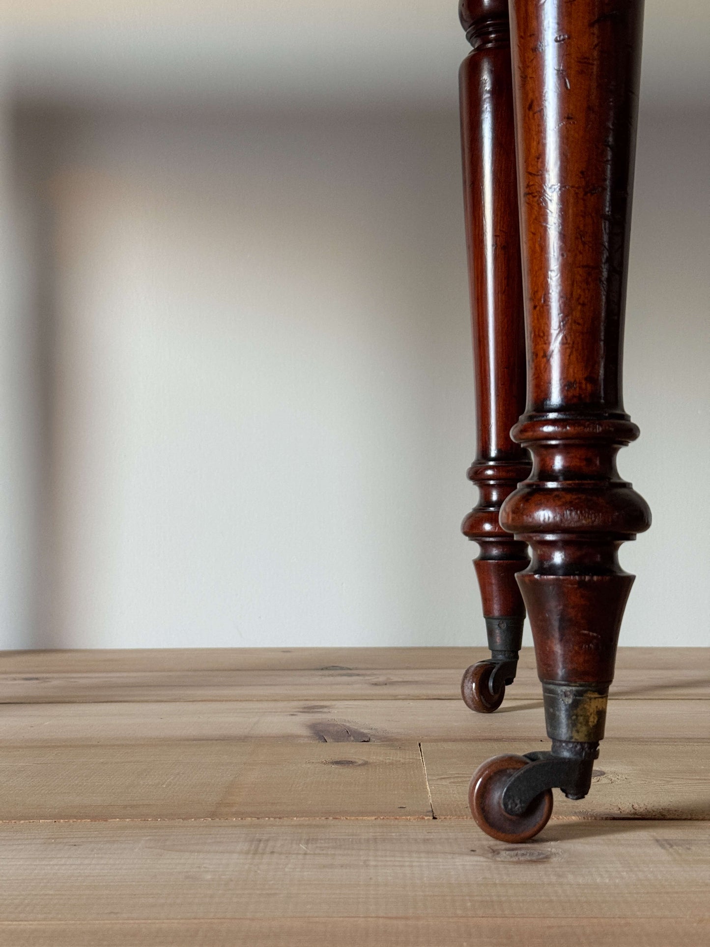 Victorian mahogany desk on ceramic castors