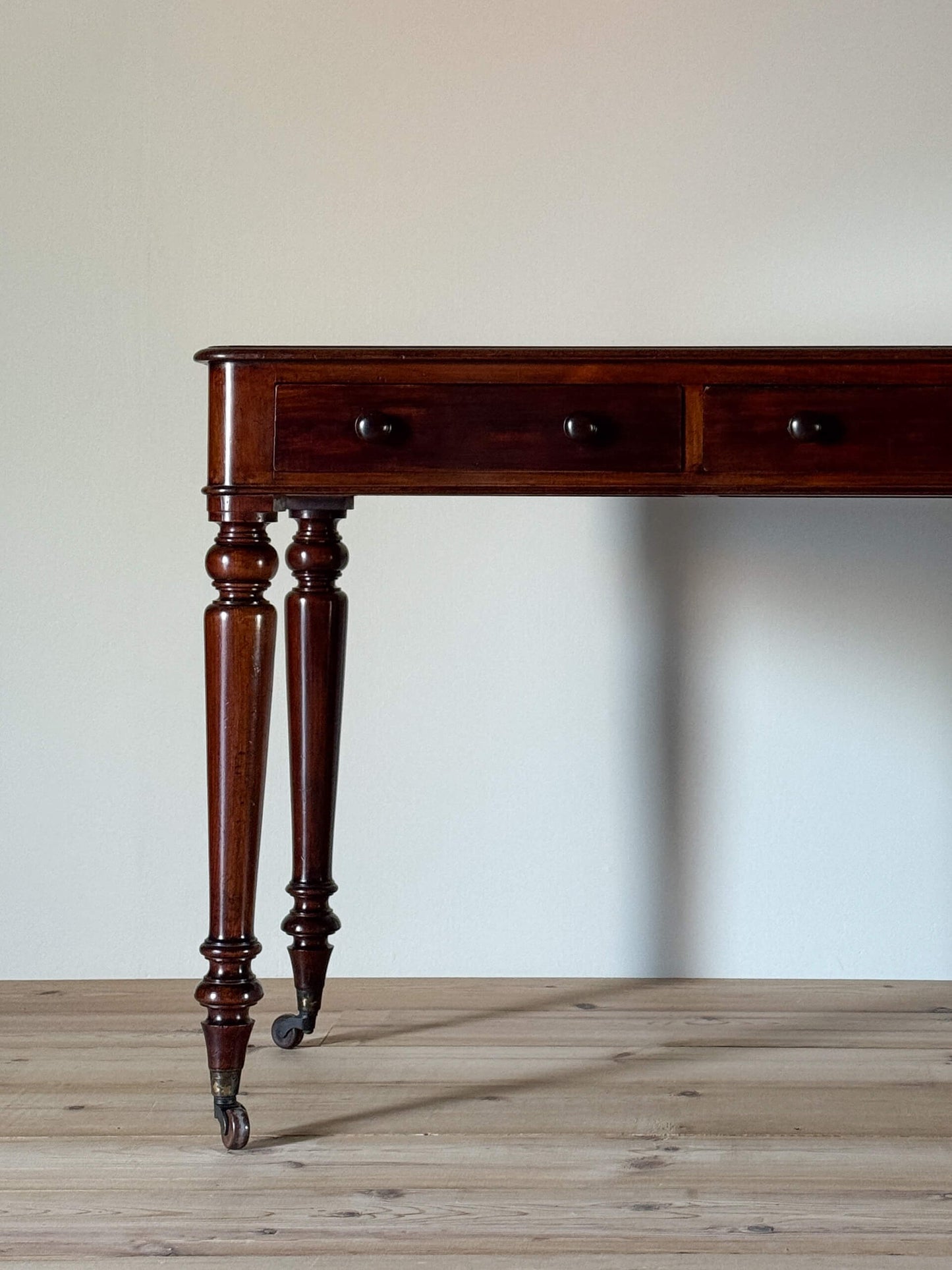 Victorian mahogany desk on ceramic castors