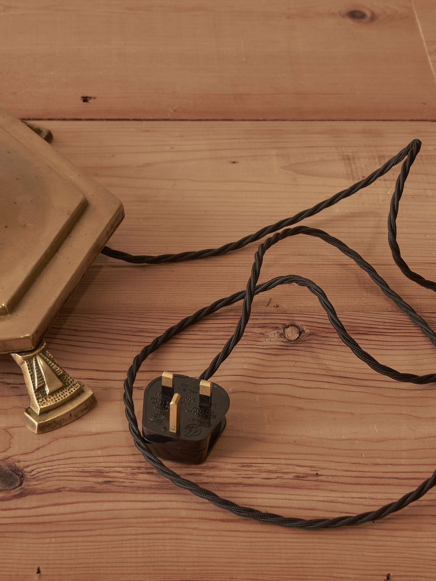 Mid-century twisted brass floor lamp