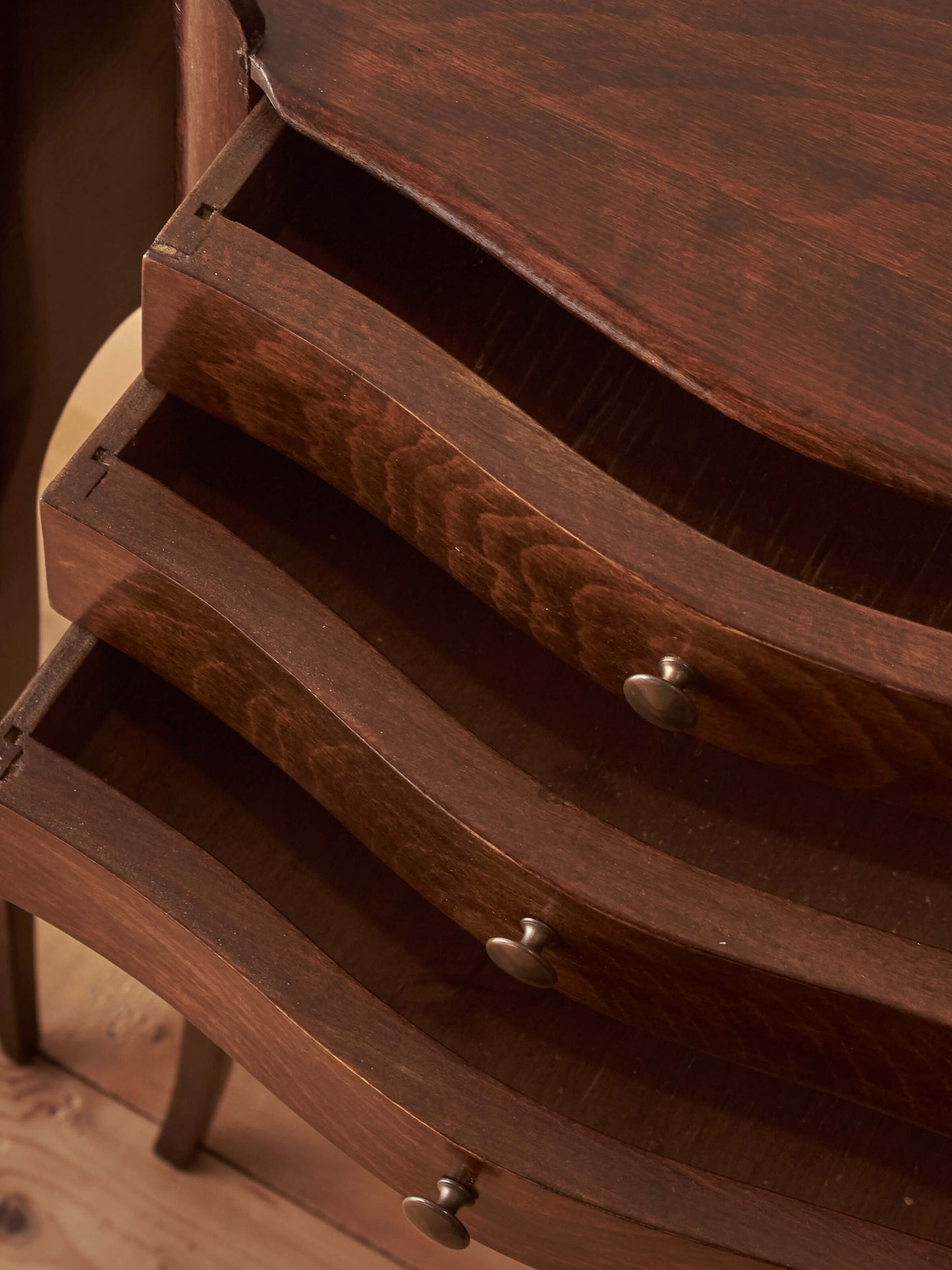 Pair of French vintage cherry bedside tables