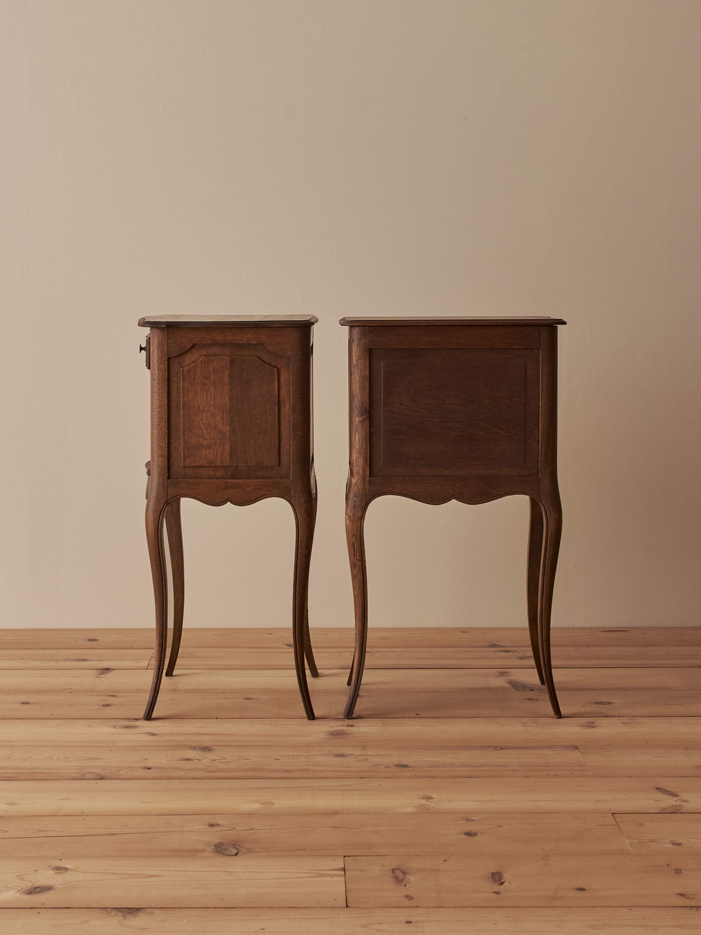Pair of French mid-century oak bedside tables