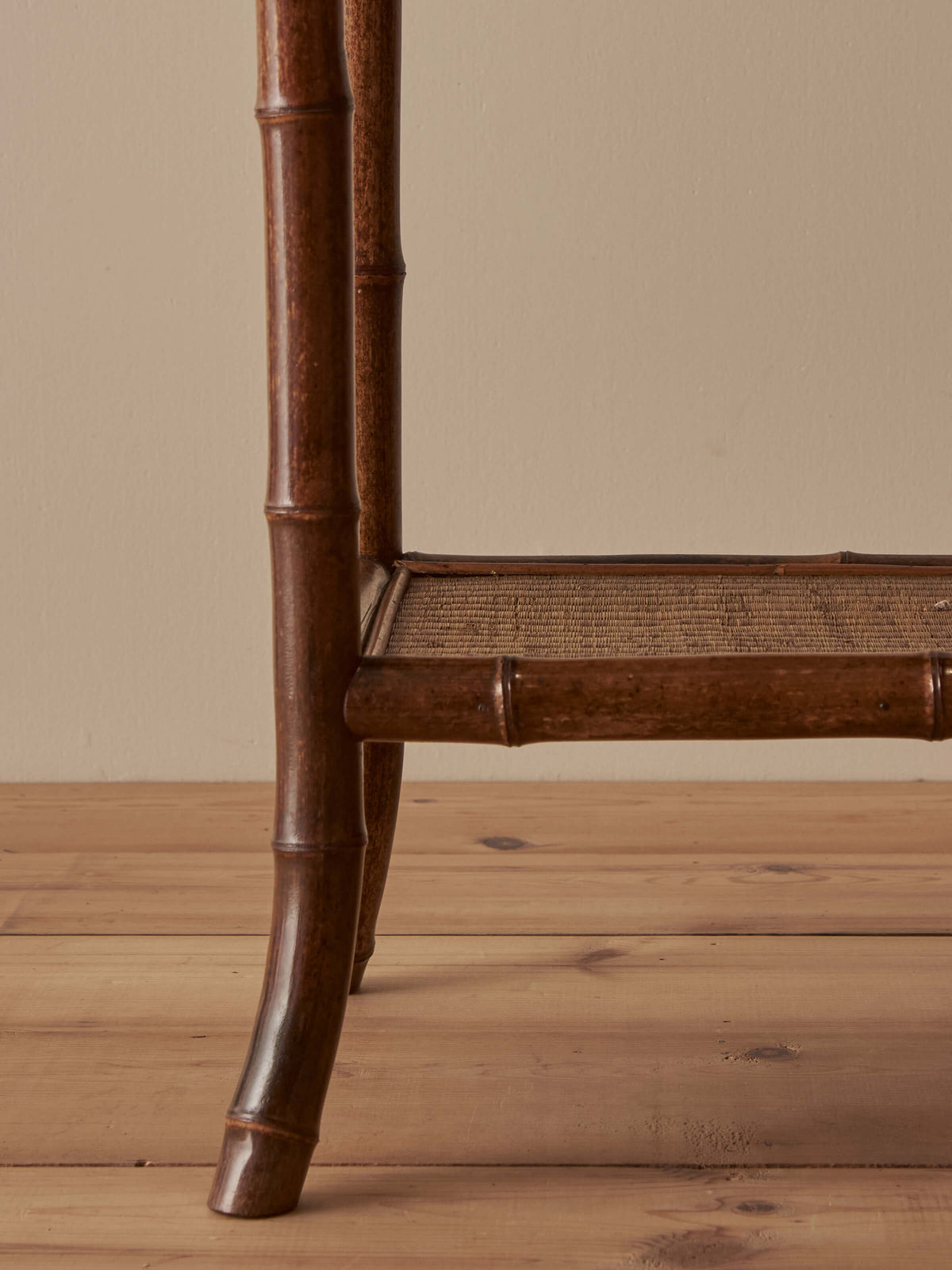 French antique bamboo and rattan side table