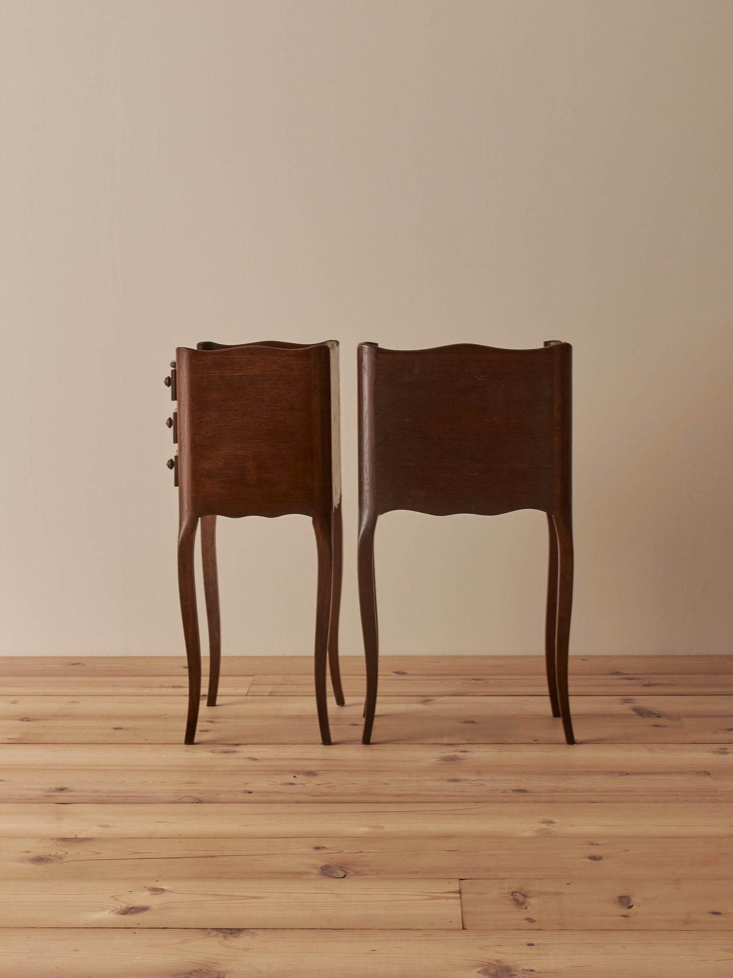 Pair of French vintage oak bedside tables