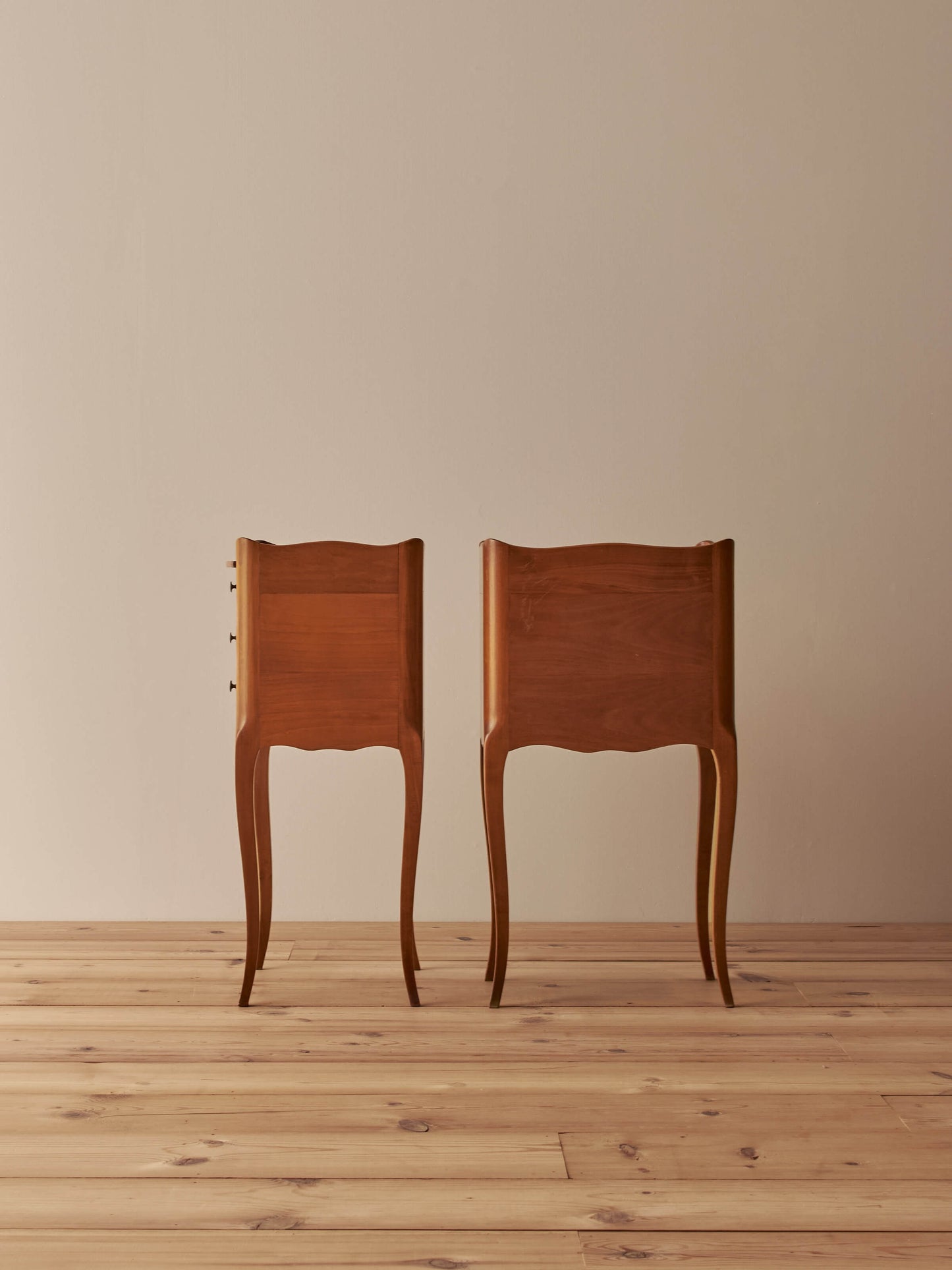 Pair of French cherry bedside tables