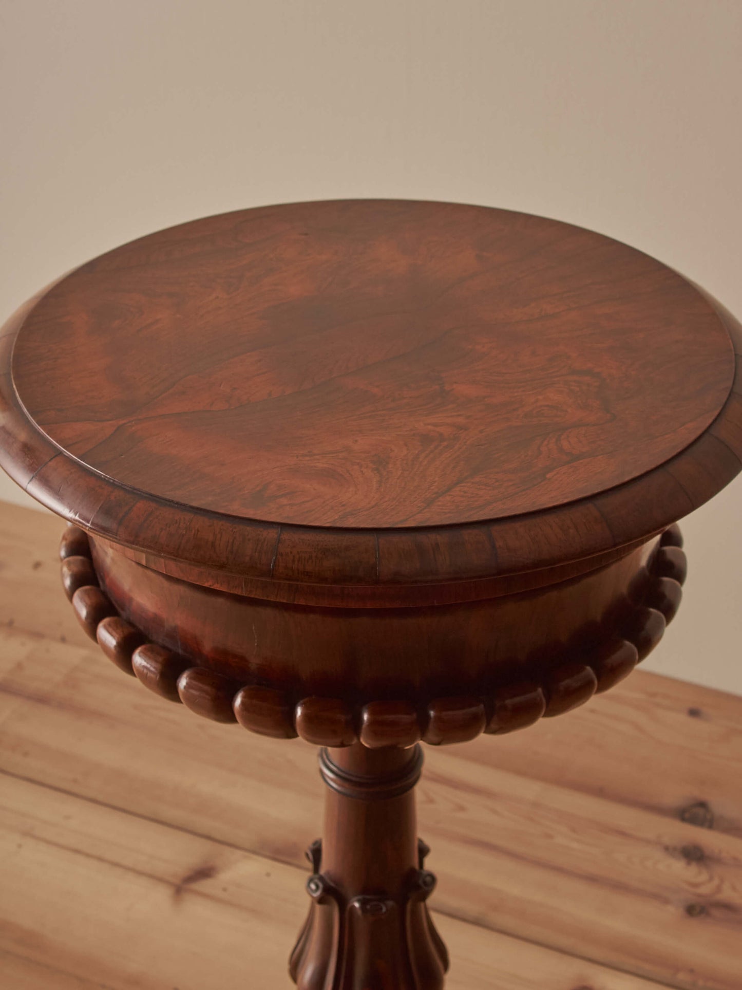 Regency rosewood teapoy table on castors