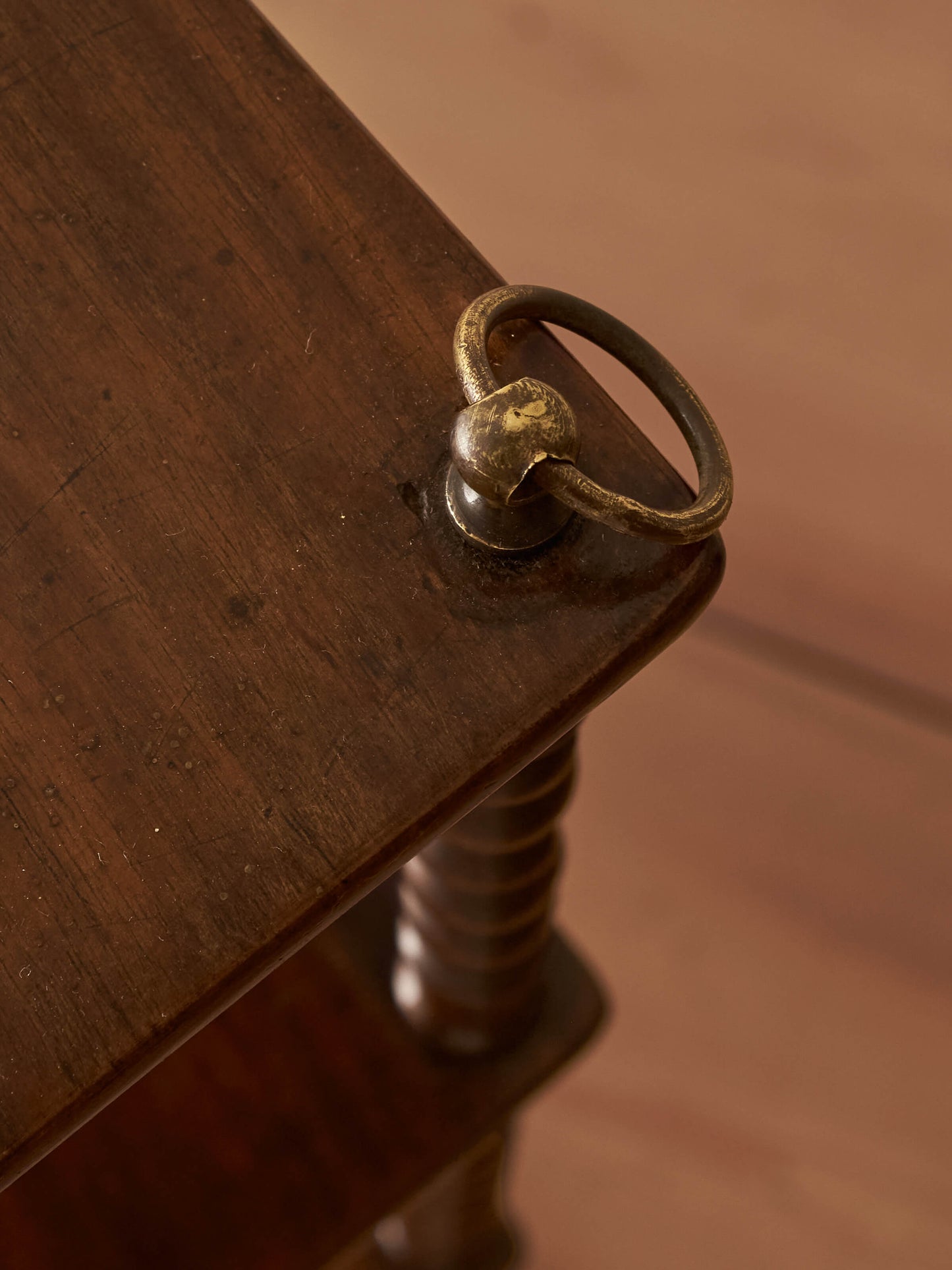 French mahogany bobbin wall-hung shelf