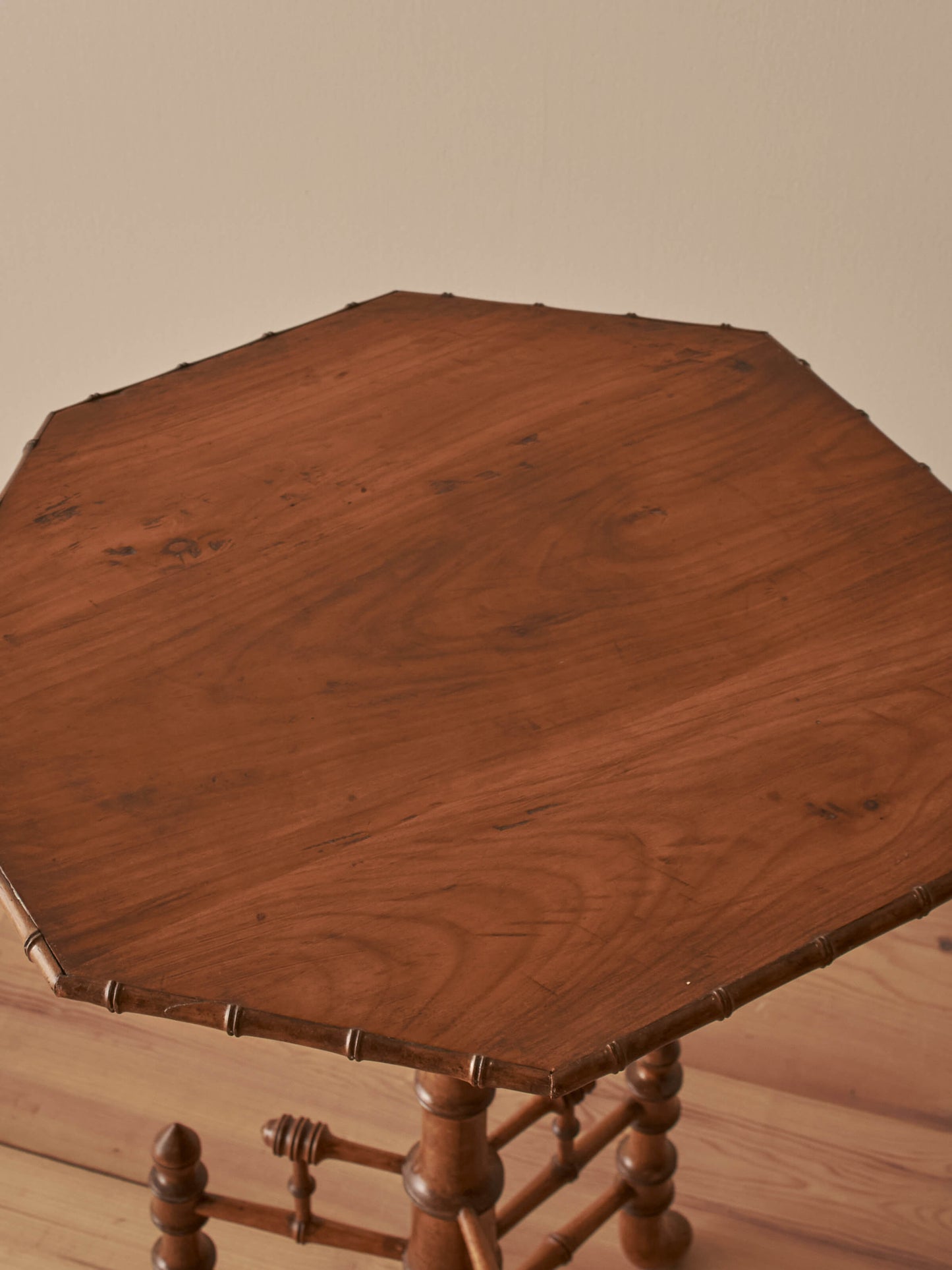 French vintage pitch-pine faux bamboo side table