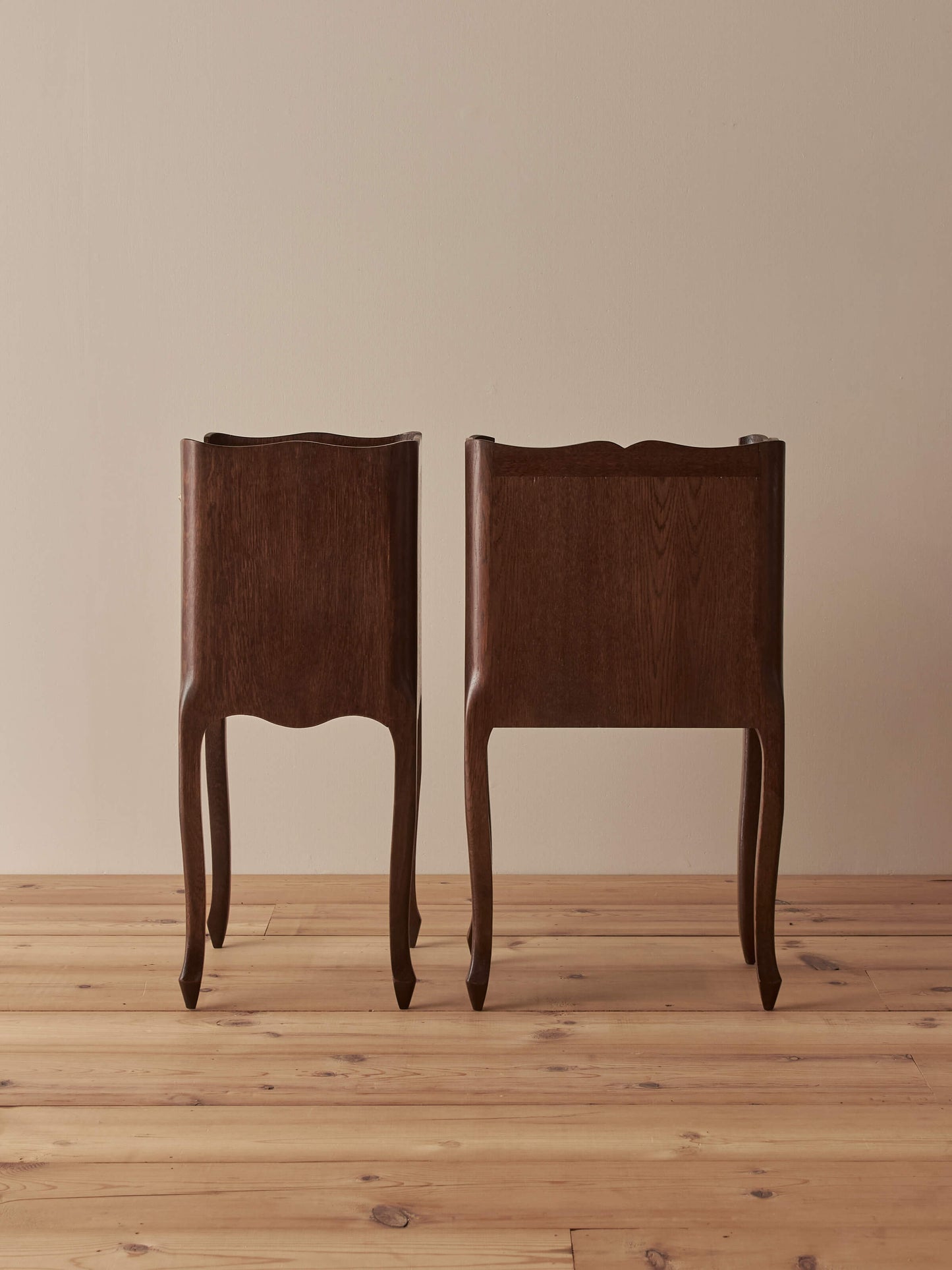 Pair of vintage oak French bedside tables