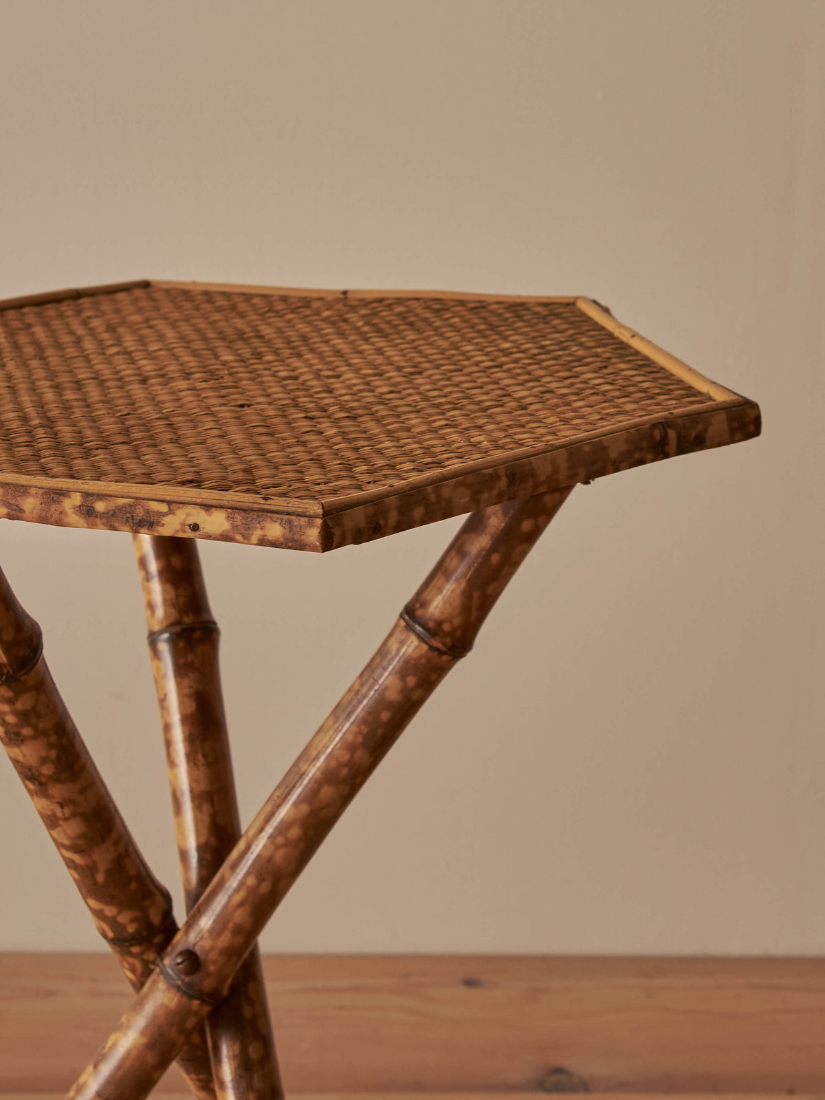 Victorian hexagonal tiger bamboo side table