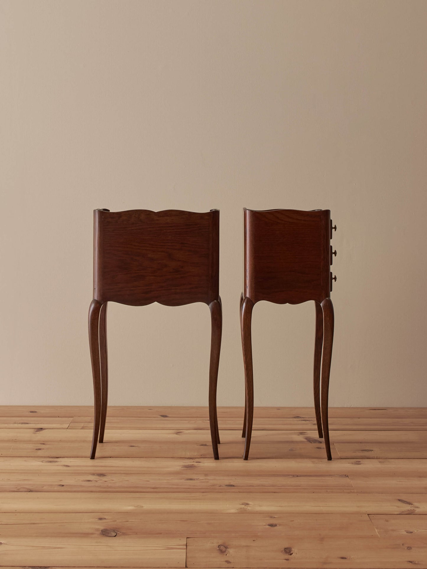 Pair of French mid-century oak bedside tables