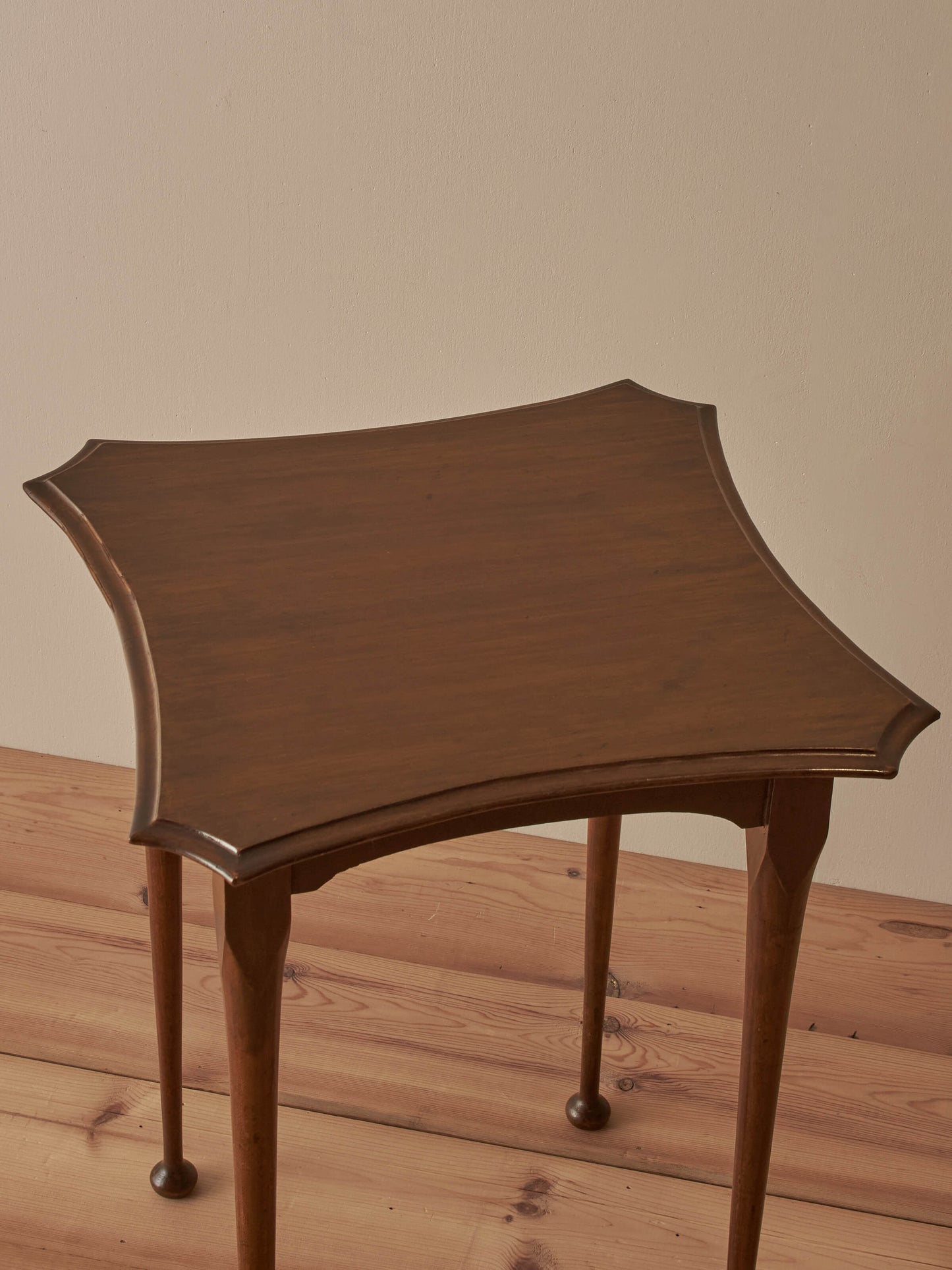 Vintage walnut table on ball feet