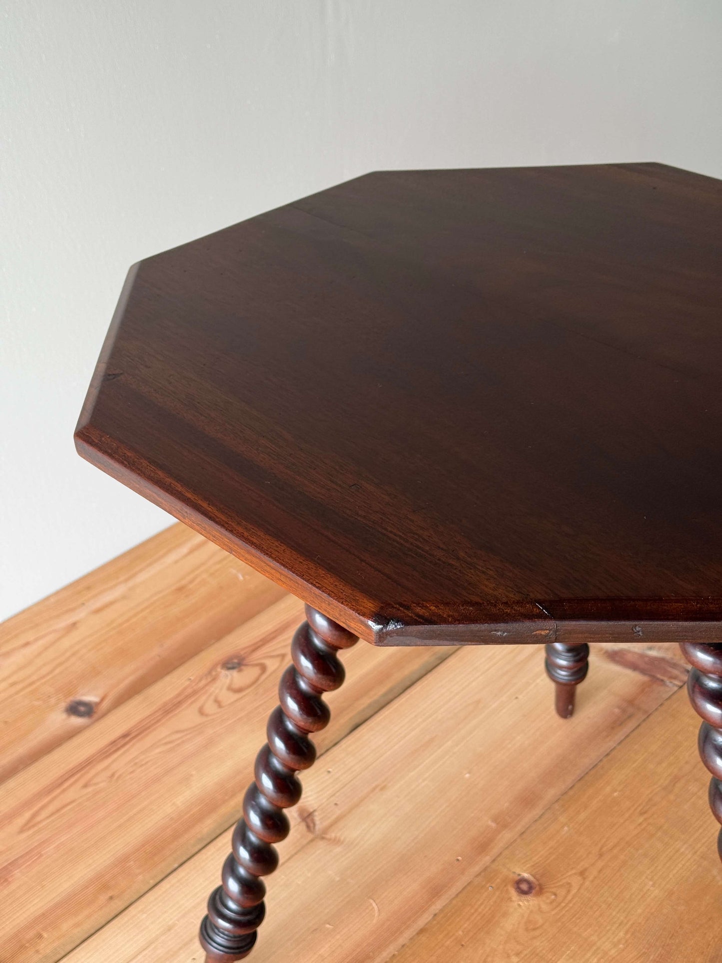 Victorian barley twist tripod table with a walnut top
