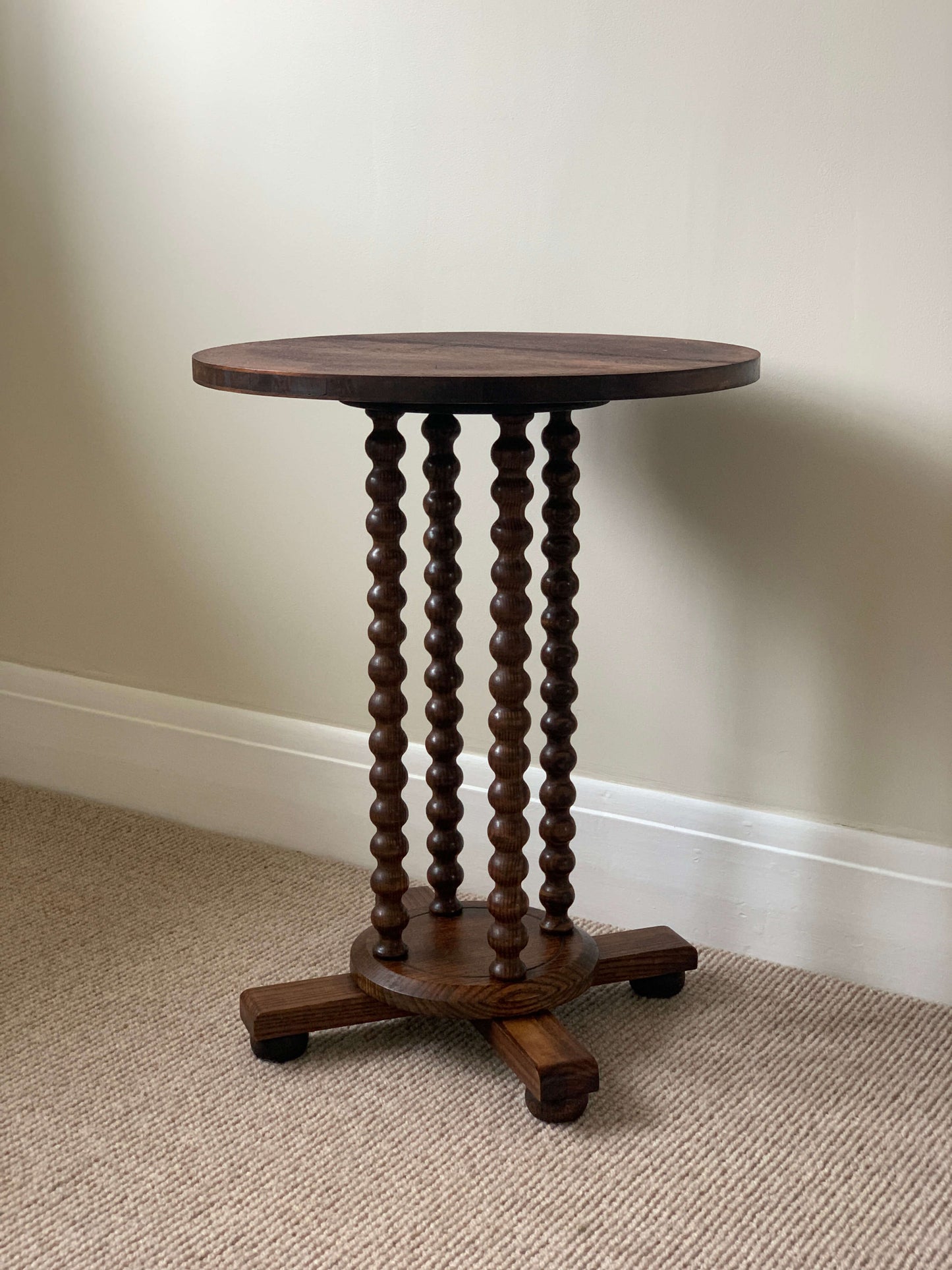 French antique circular bobbin side table