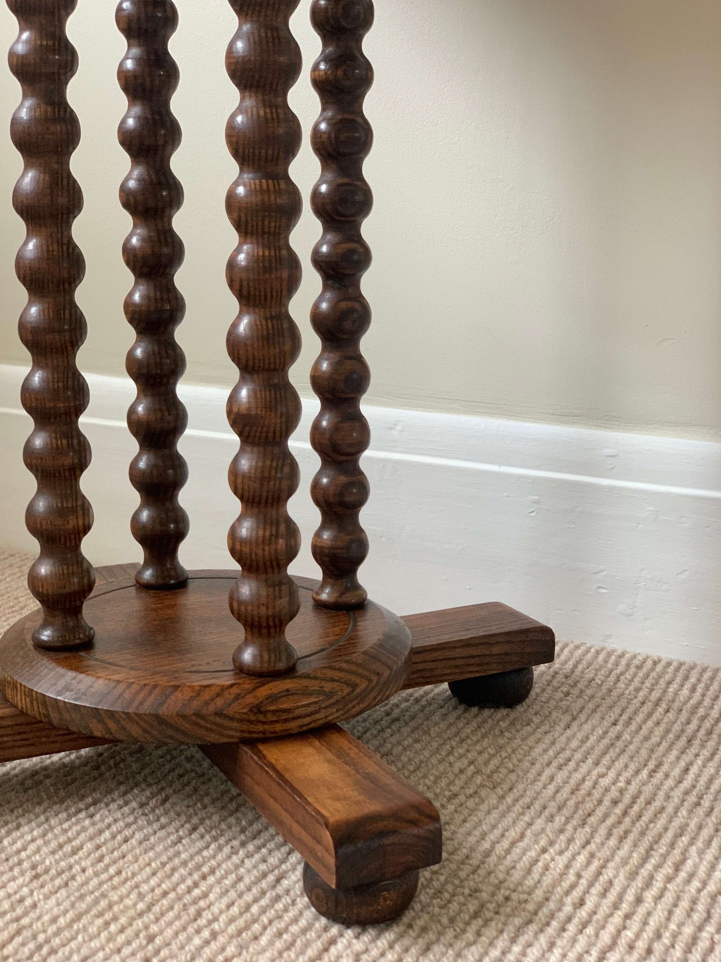 French antique circular bobbin side table
