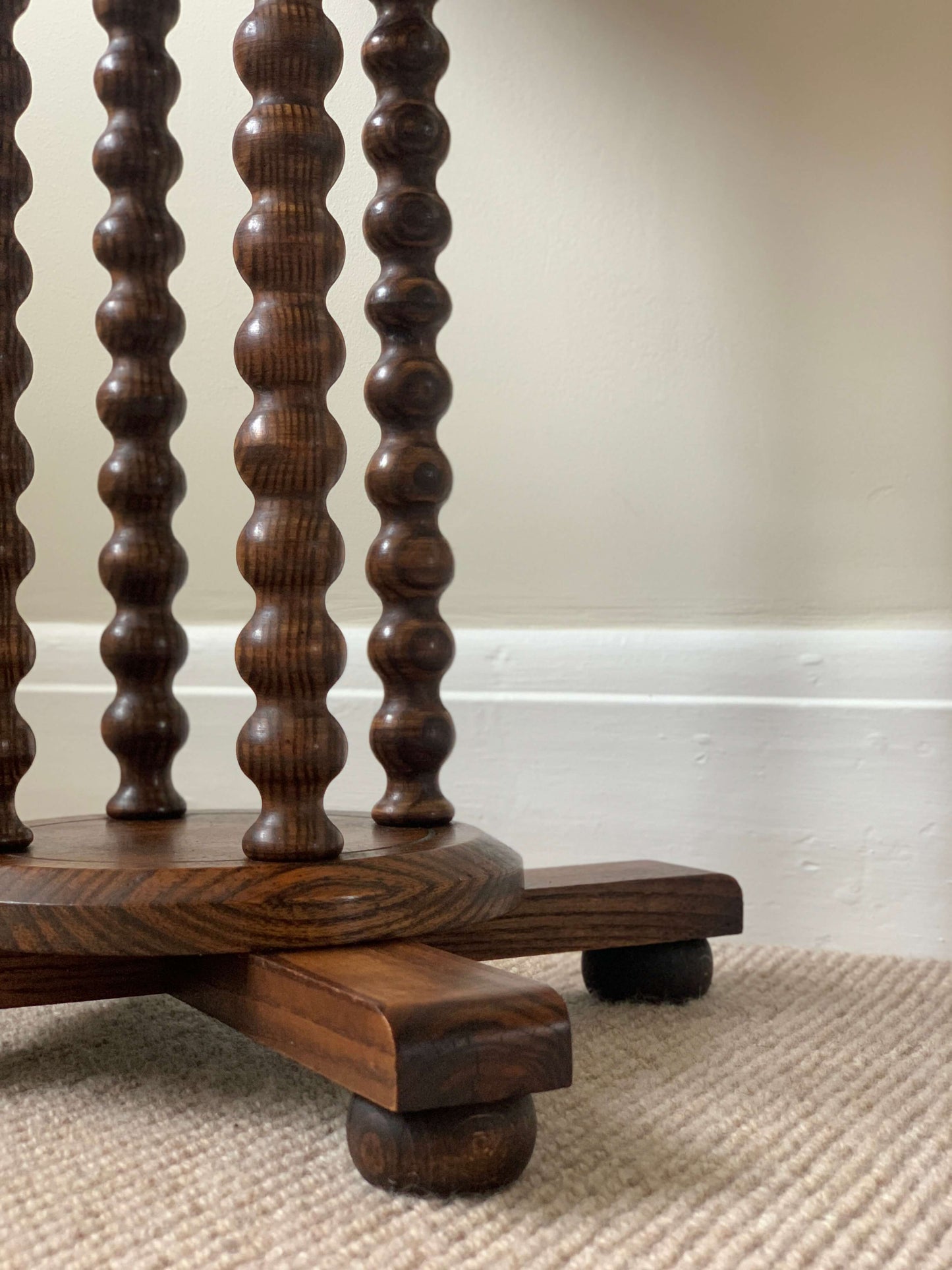 French antique circular bobbin side table