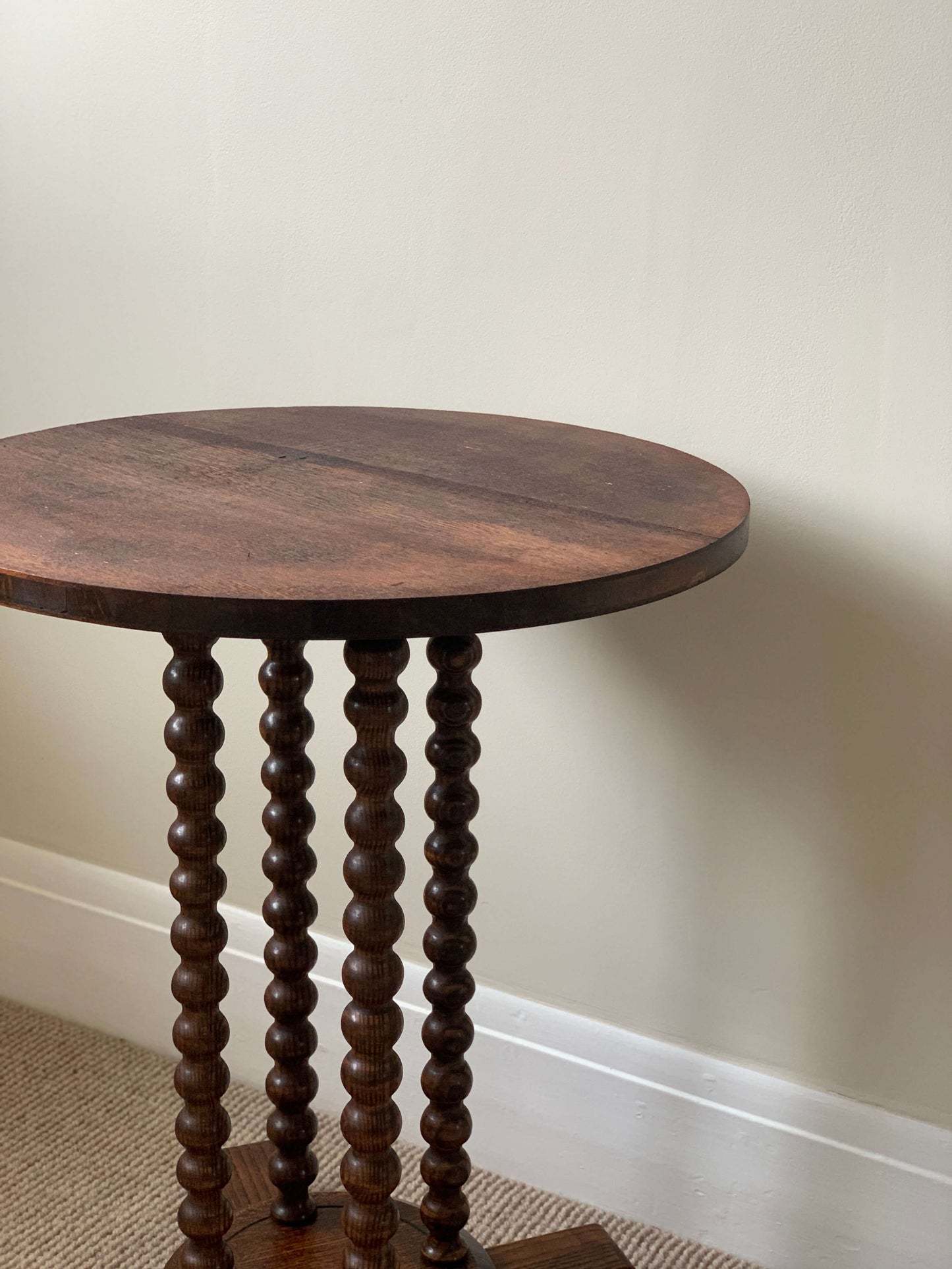 French antique circular bobbin side table