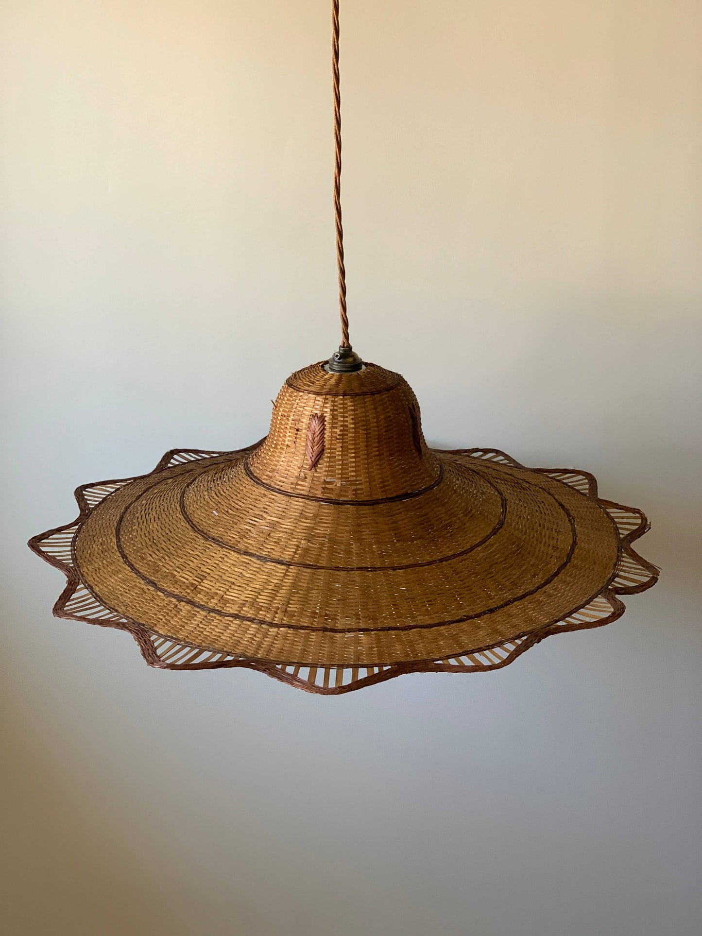 French vintage wicker pendant shade