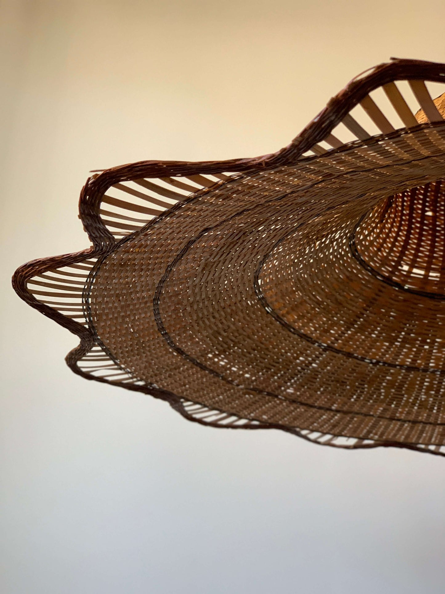 French vintage wicker pendant shade
