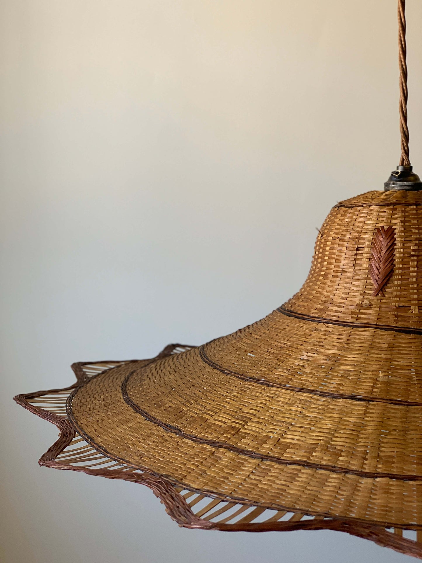 French vintage wicker pendant shade