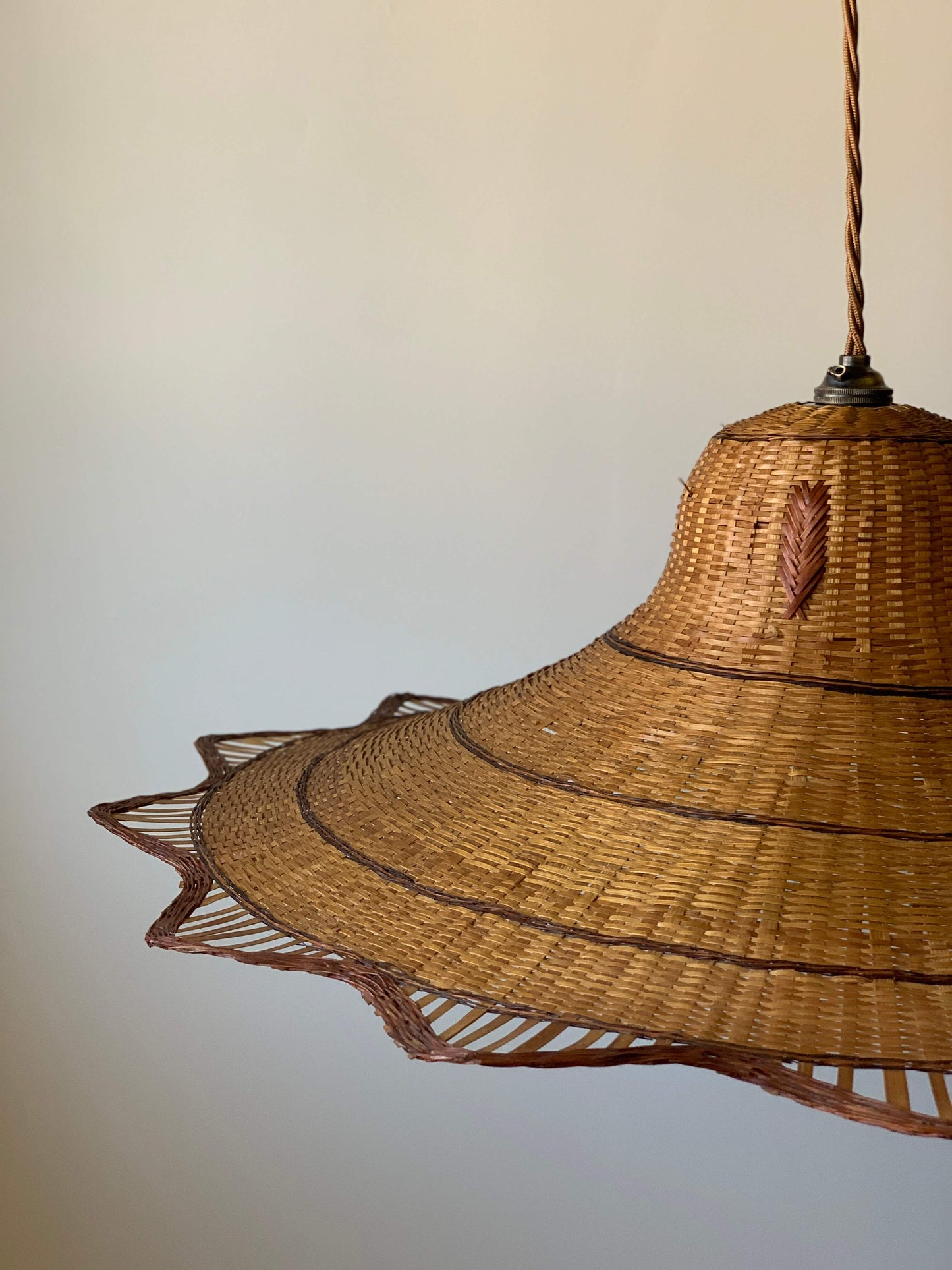 French vintage wicker pendant shade