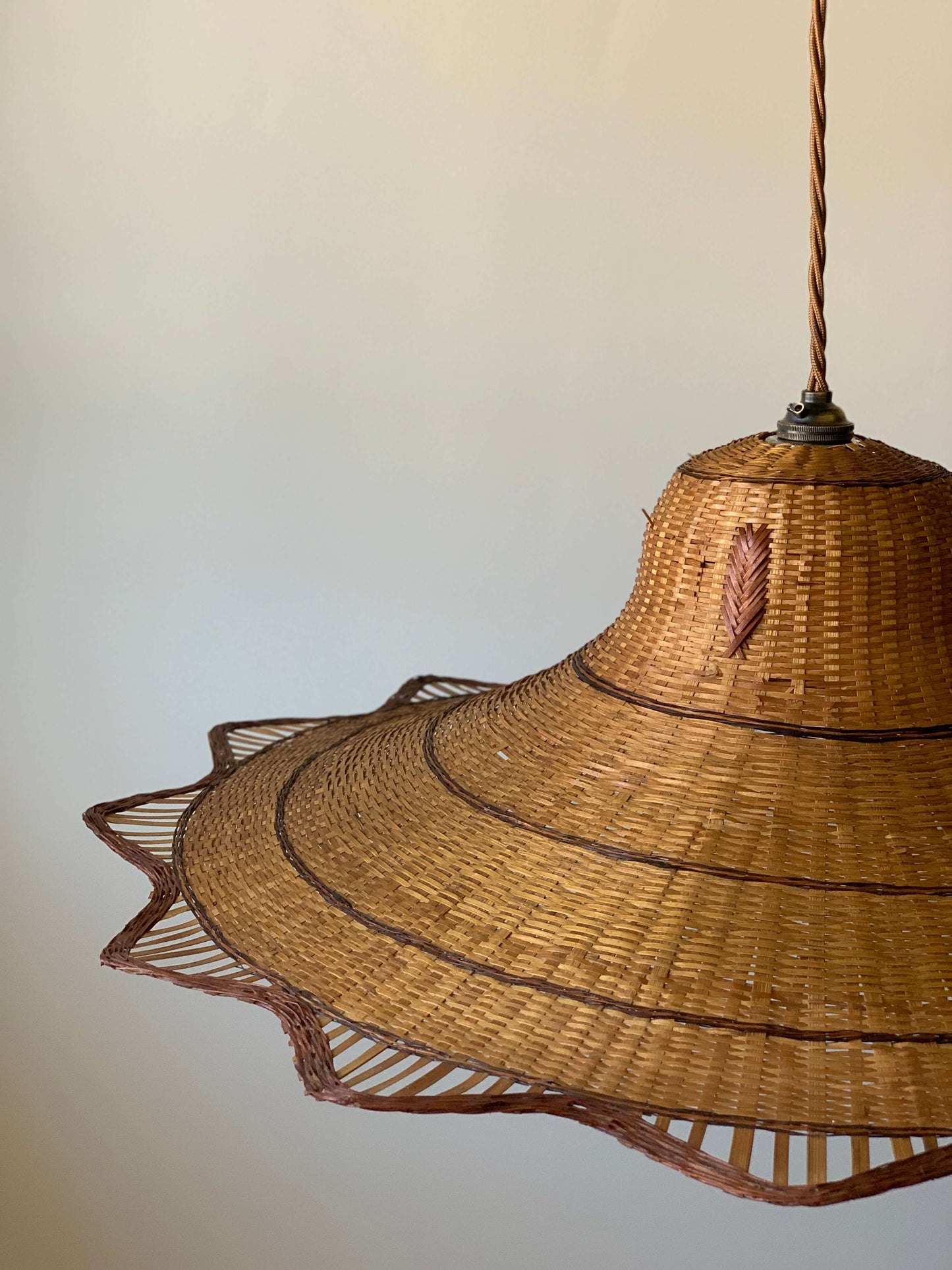 French vintage wicker pendant shade