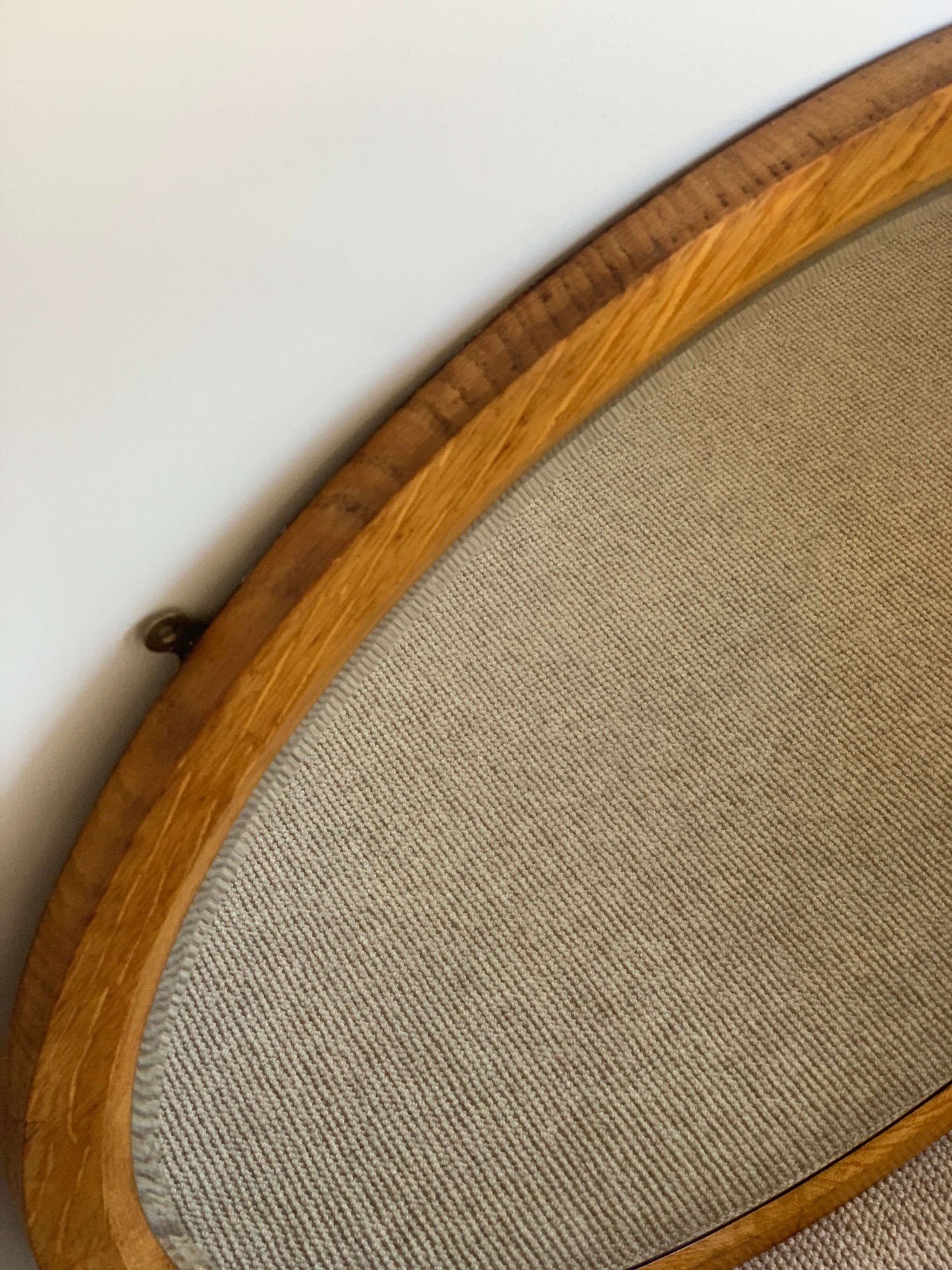 Large antique circular oak bevelled mirror