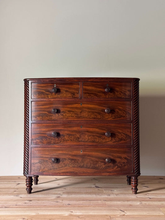 Victorian mahogany bow fronted chest of drawers