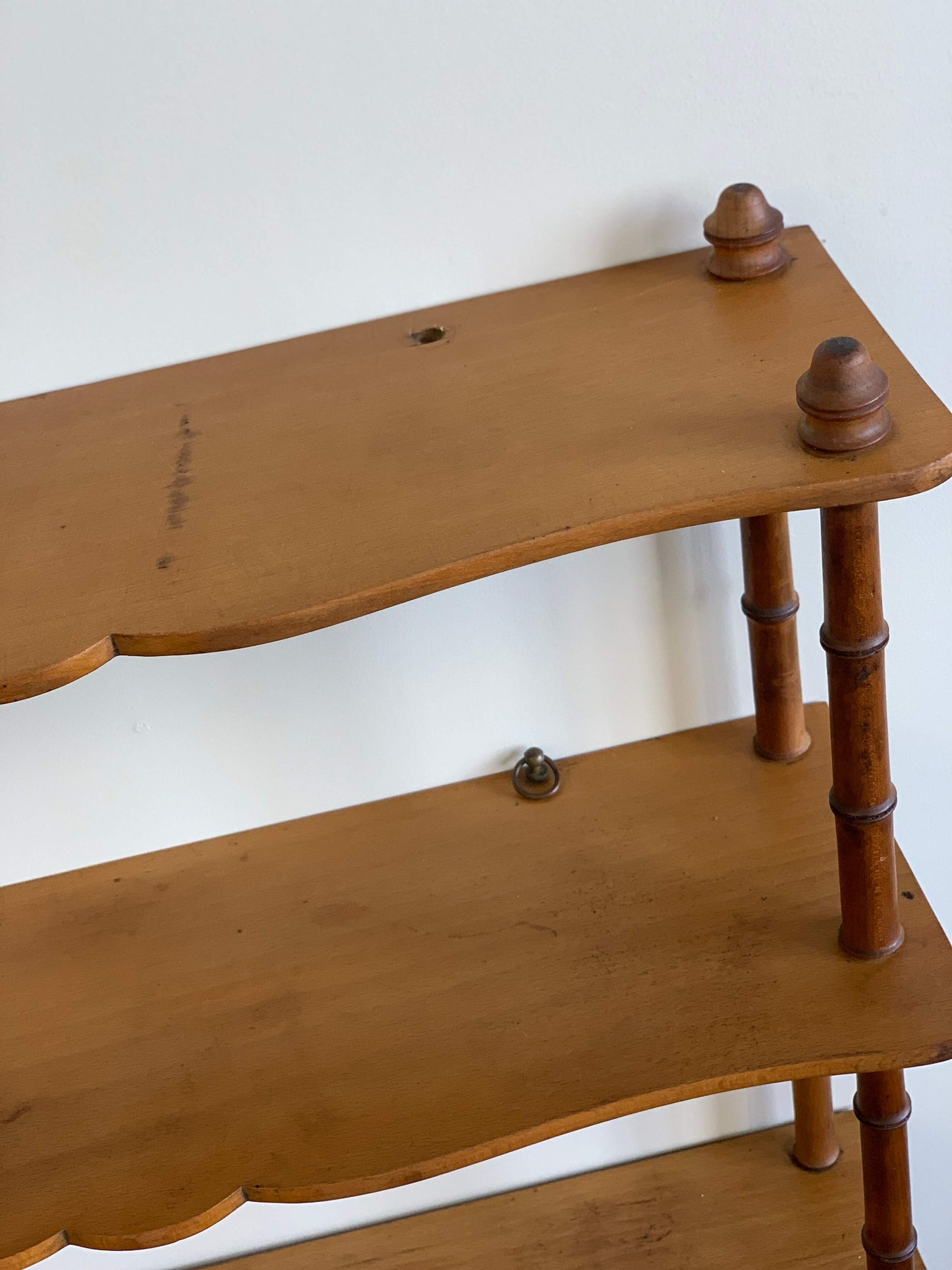 French vintage faux bamboo shelving unit