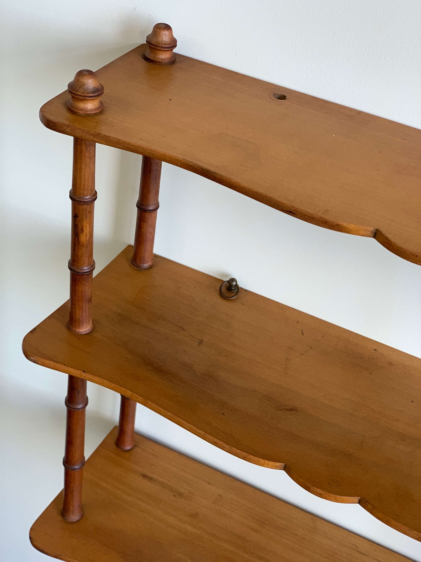 French vintage faux bamboo shelving unit