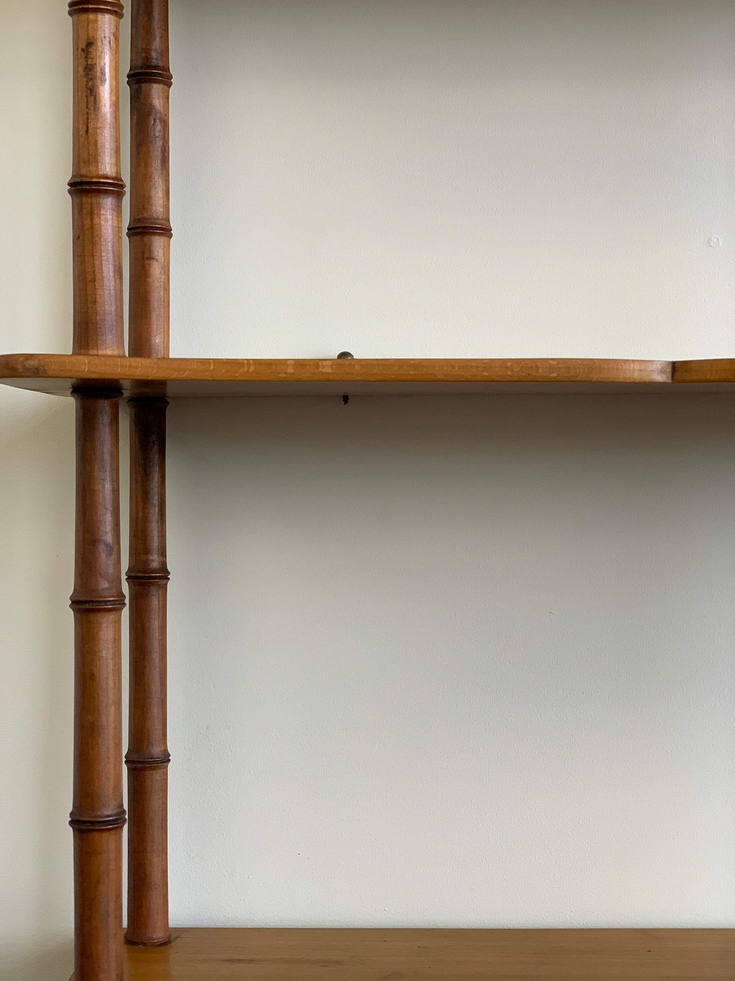 French vintage faux bamboo shelving unit