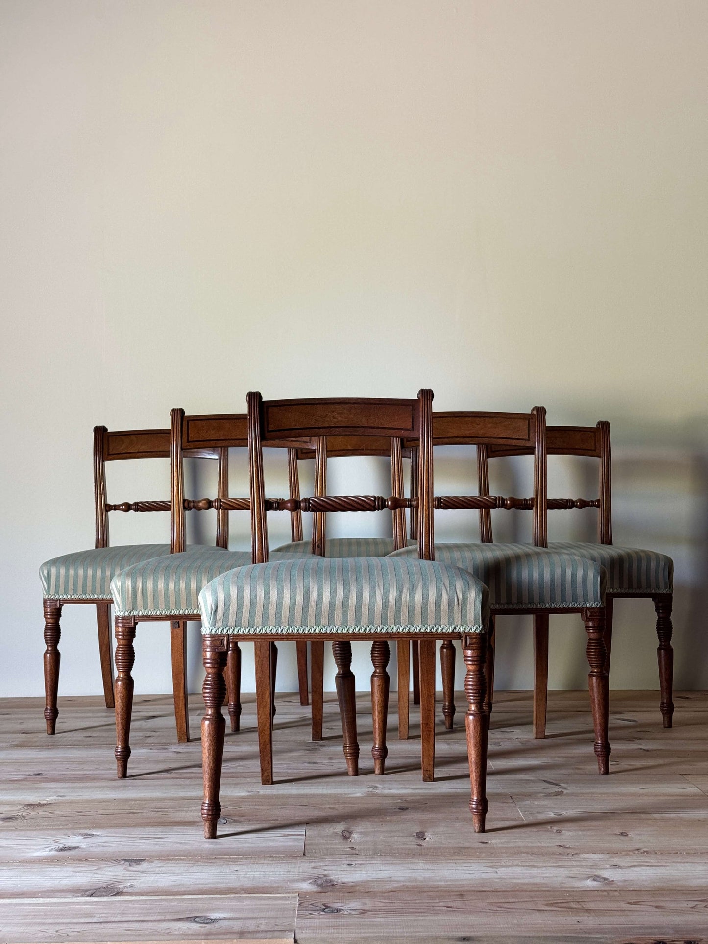 Set of six Victorian rope-twist mahogany dining chairs