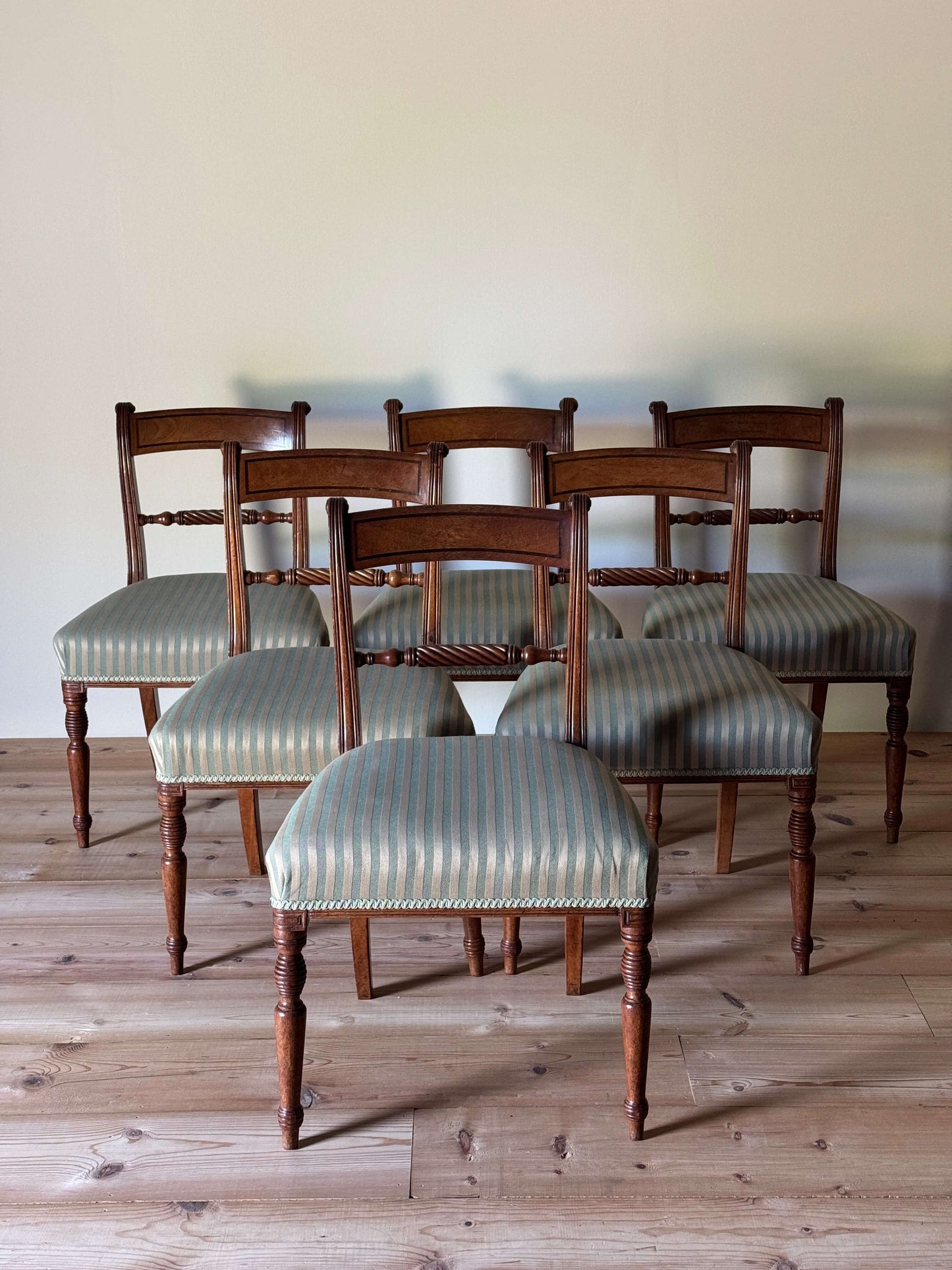 Set of six Victorian rope-twist mahogany dining chairs