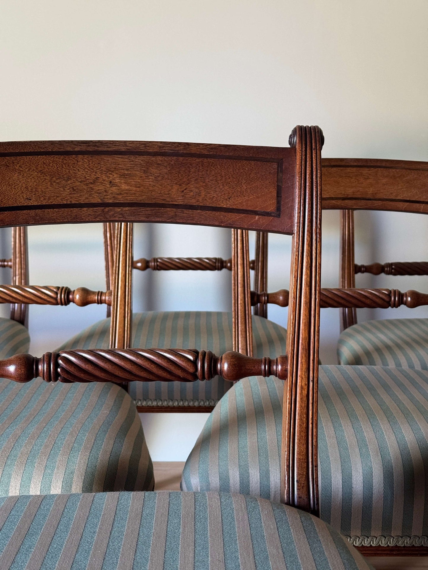 Set of six Victorian rope-twist mahogany dining chairs