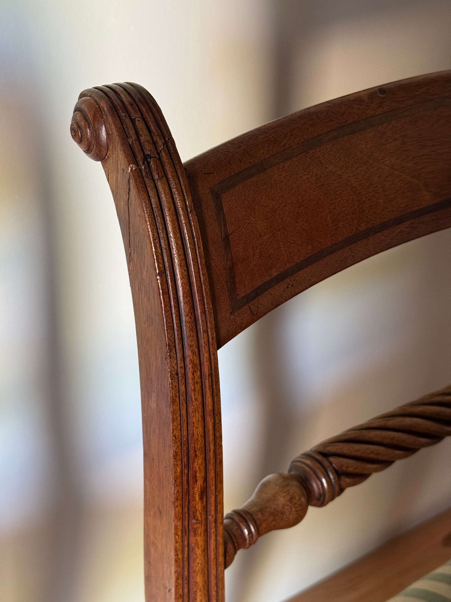 Set of six Victorian rope-twist mahogany dining chairs