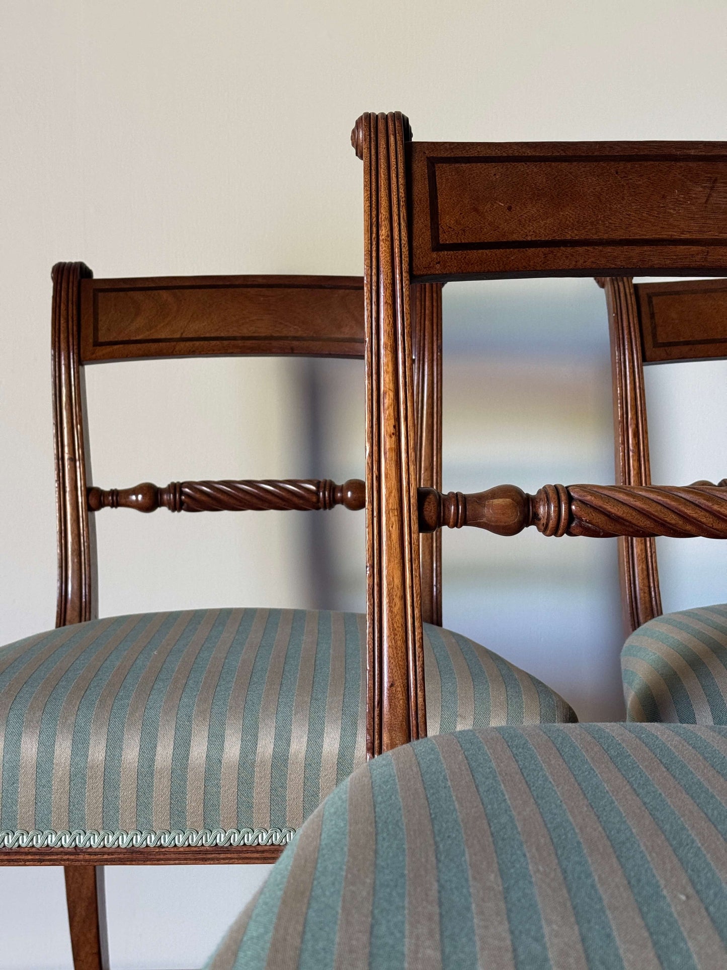 Set of six Victorian rope-twist mahogany dining chairs