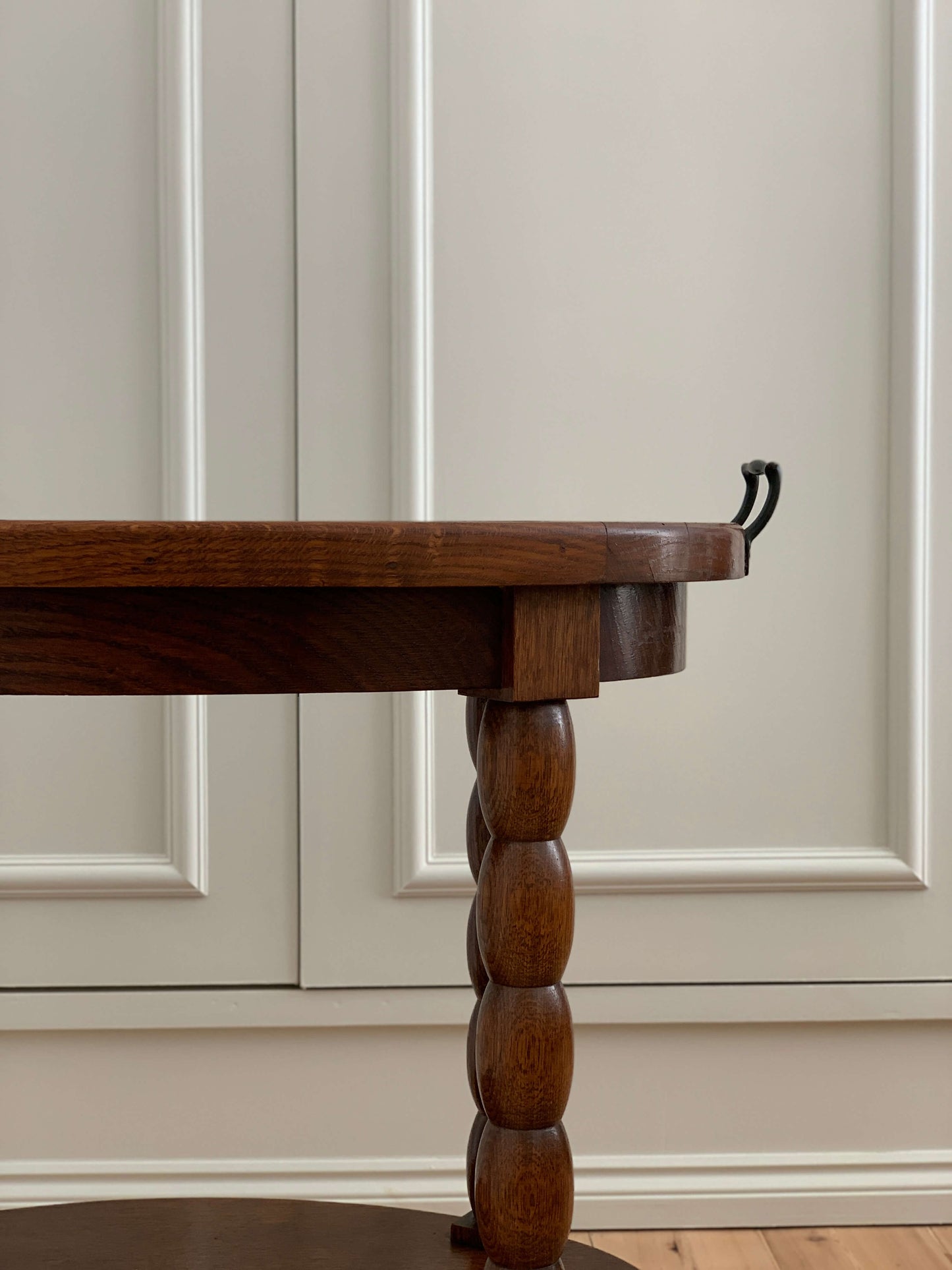 Antique oval bobbin table