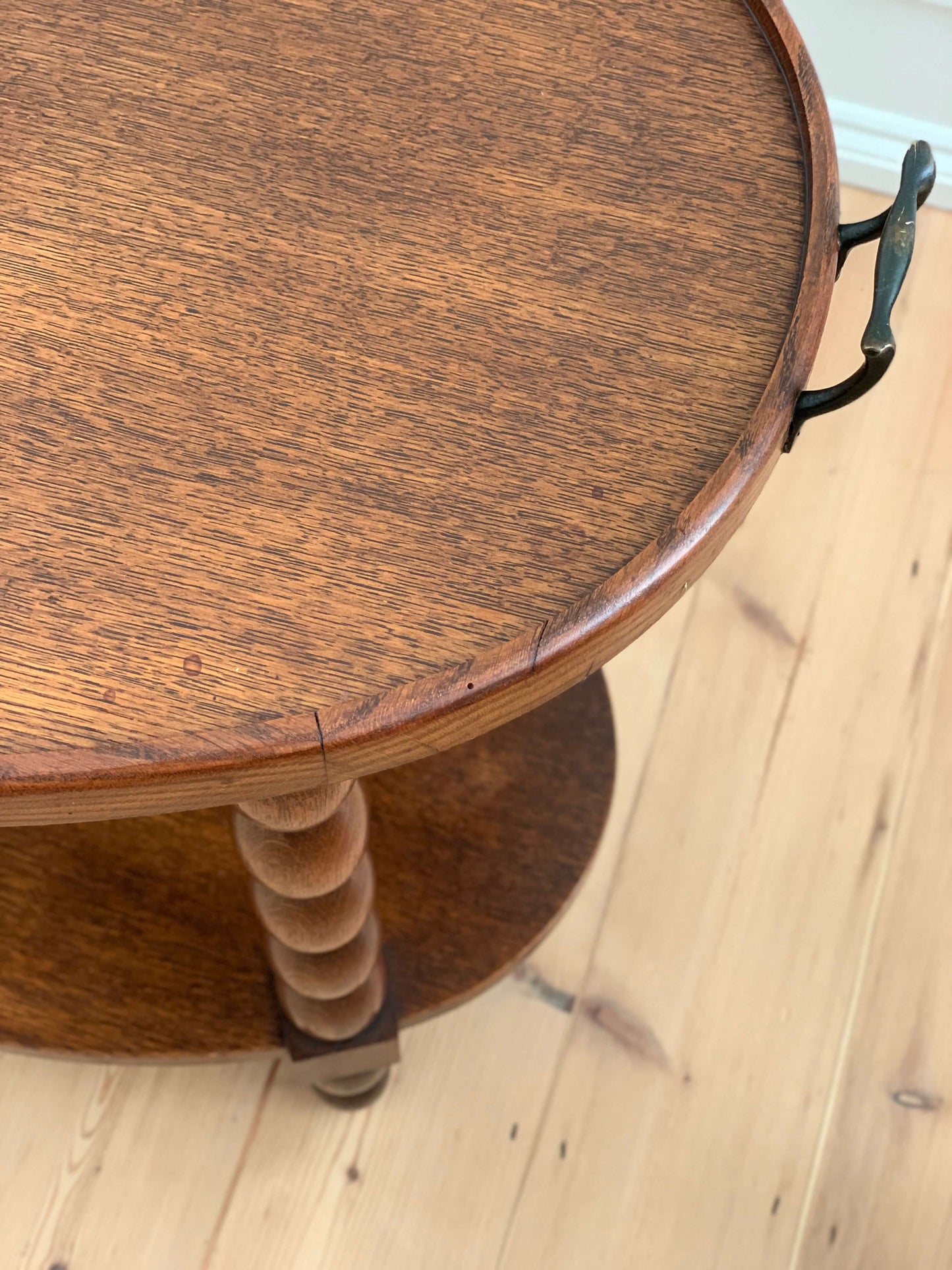 Antique oval bobbin table
