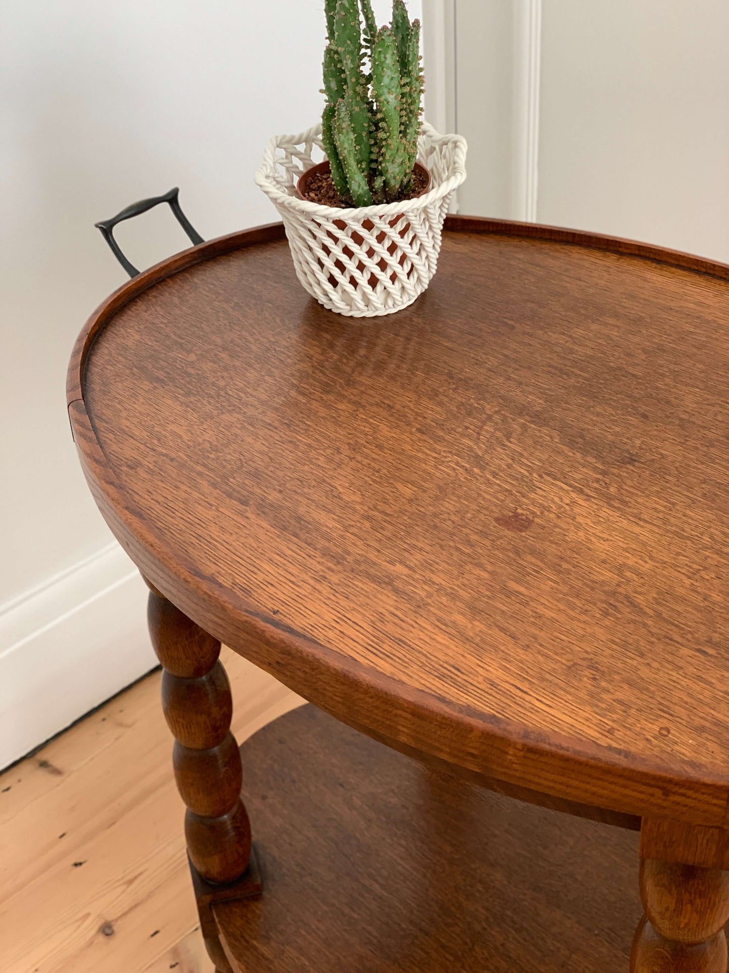 Antique oval bobbin table