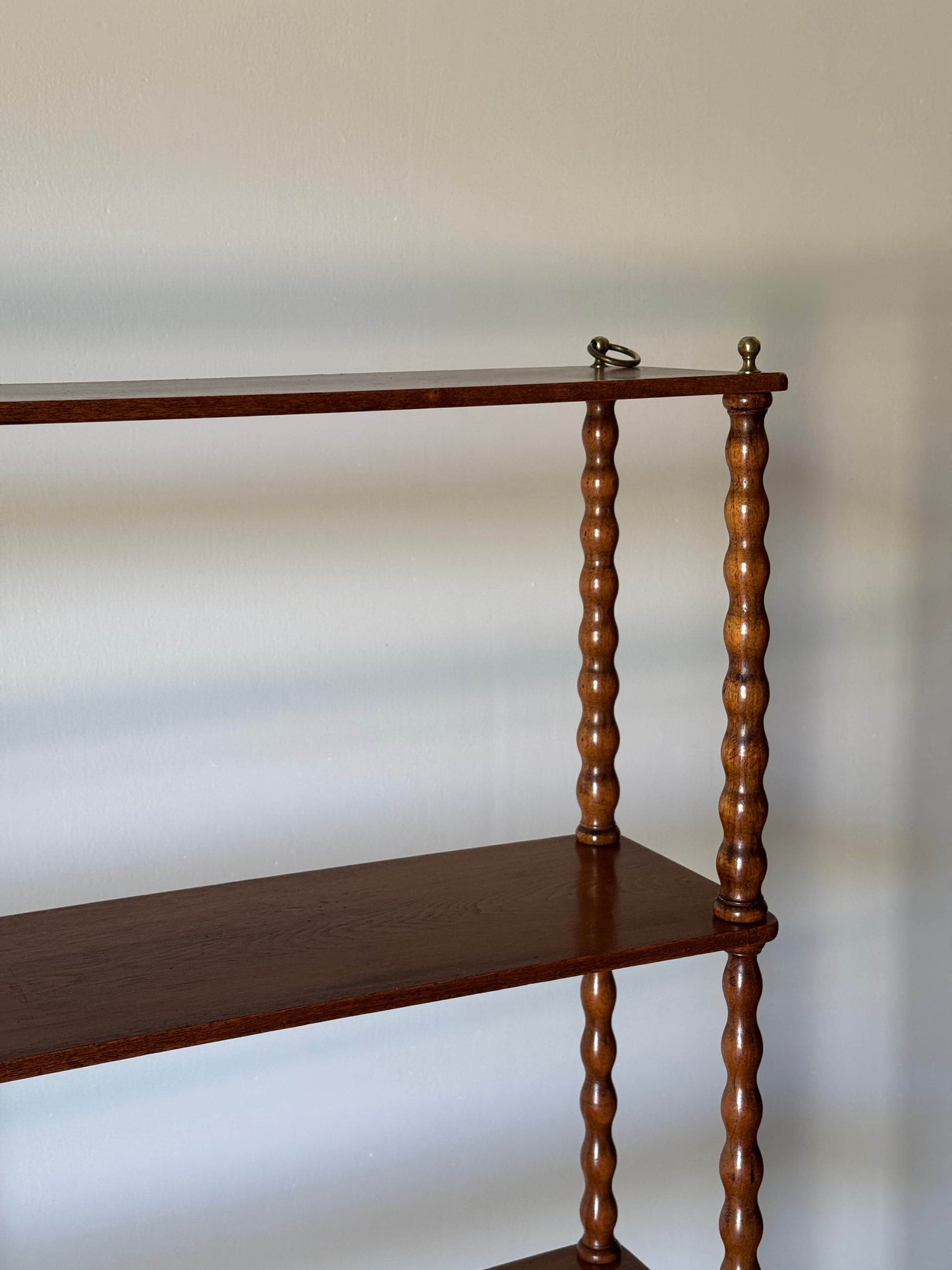 Large French antique bobbin wall-hung shelf