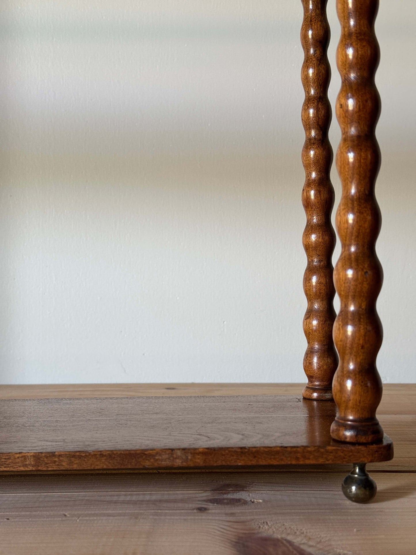 Large French antique bobbin wall-hung shelf