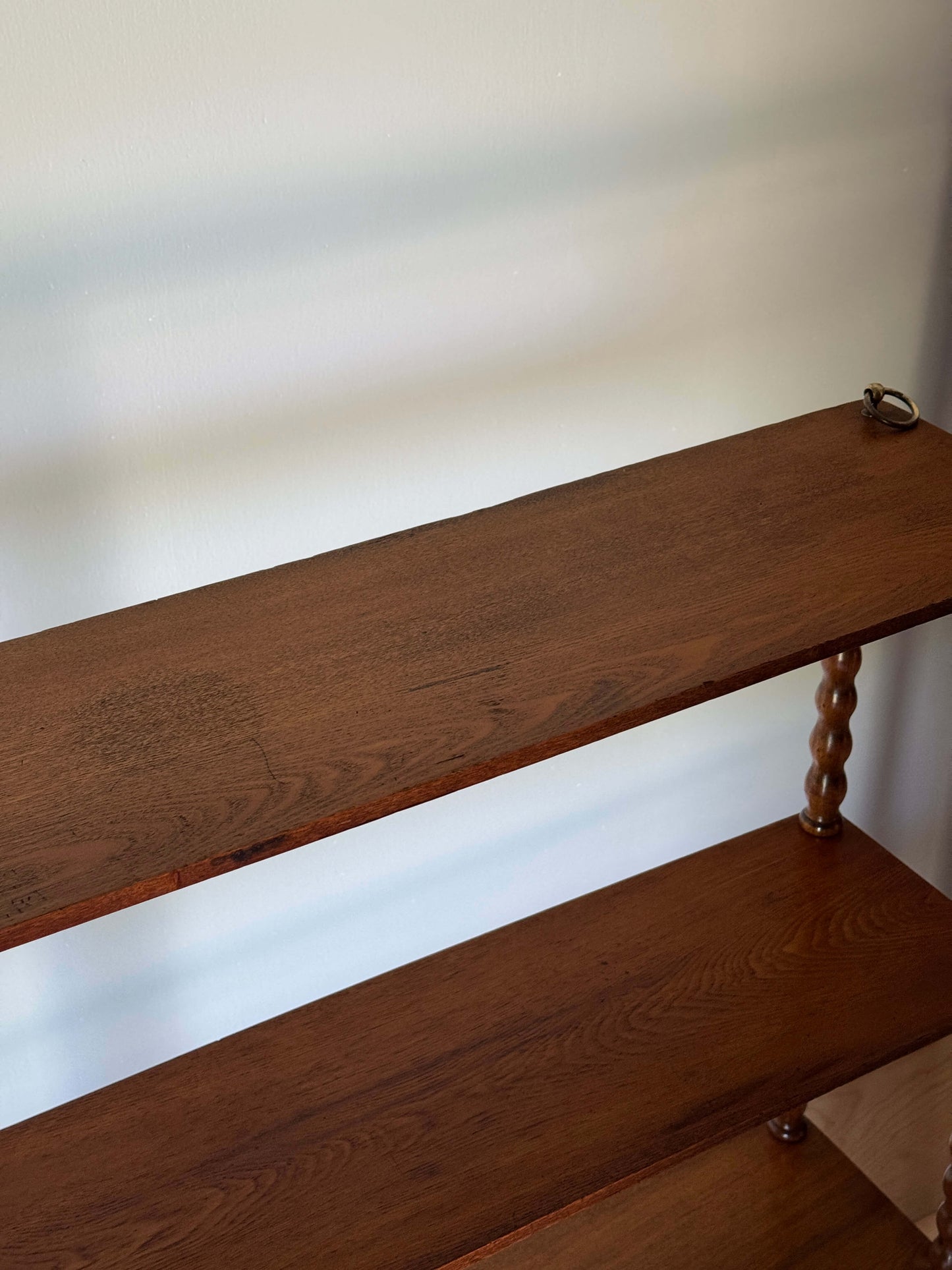 Large French antique bobbin wall-hung shelf