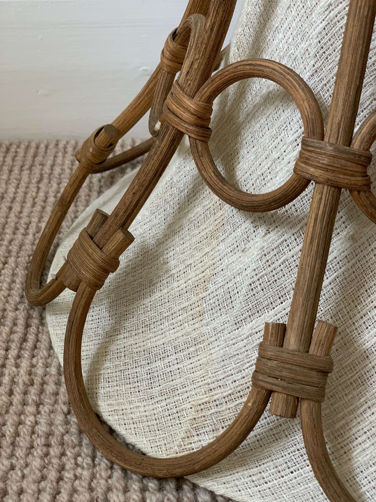 French mid-century linen pendant light
