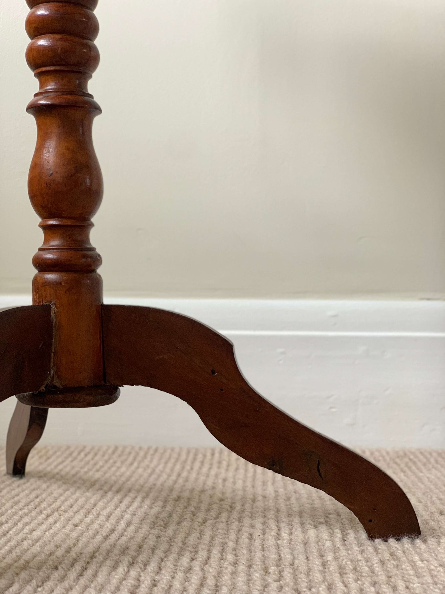 French vintage bobbin table on splayed legs
