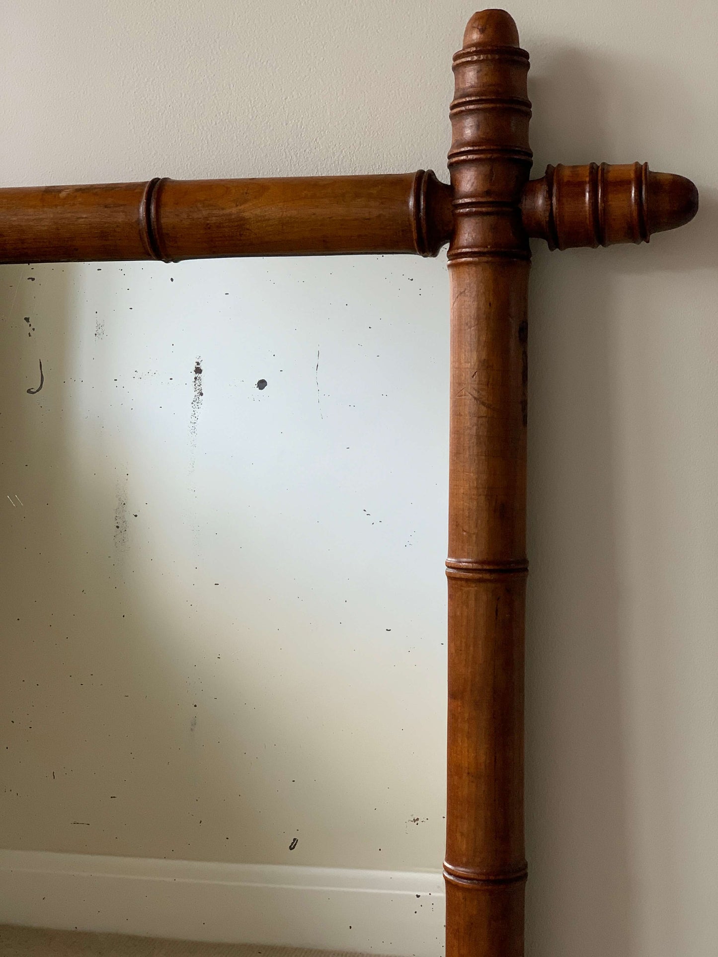 Large French antique faux bamboo mirror