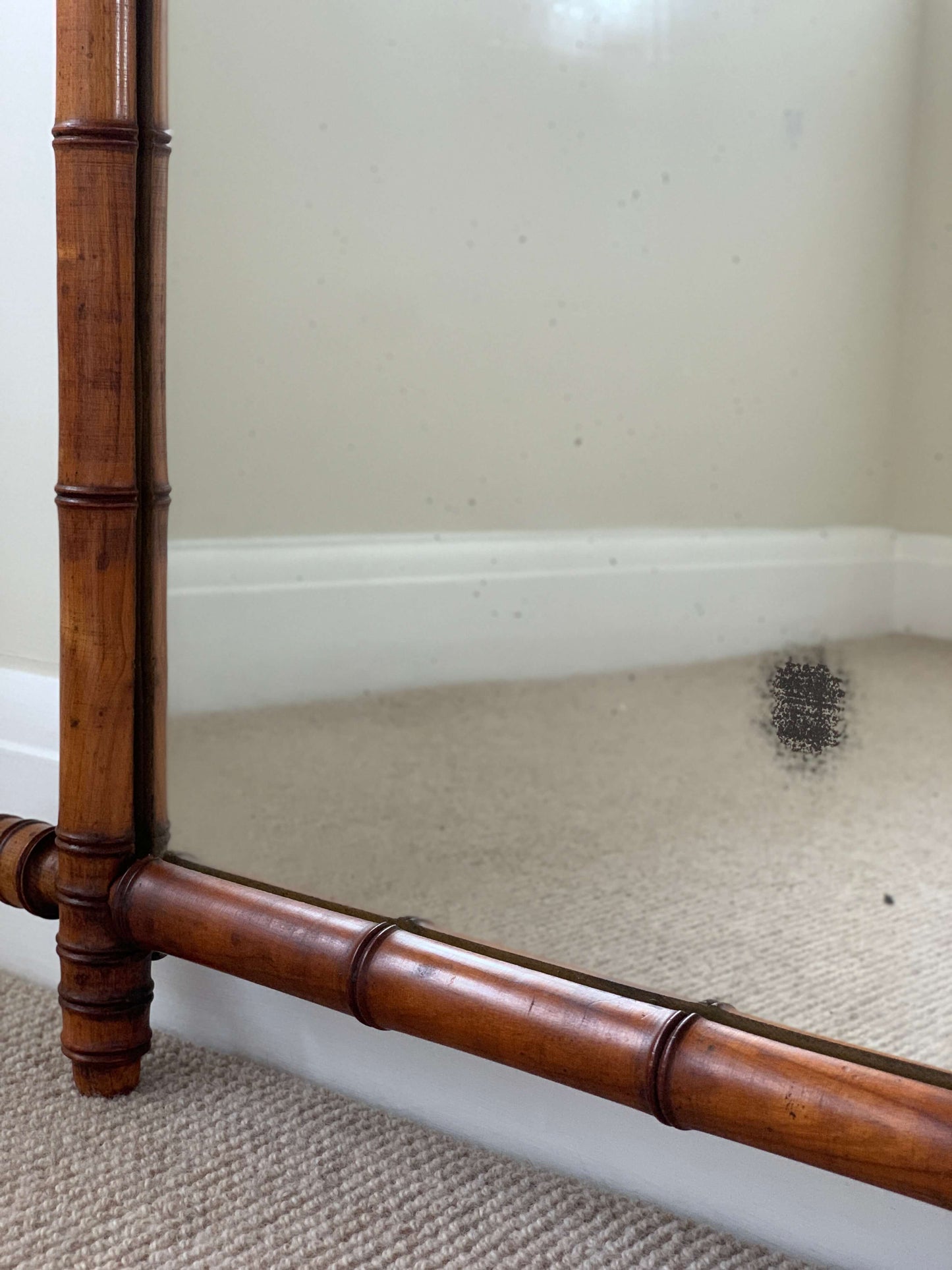 Large French antique faux bamboo mirror